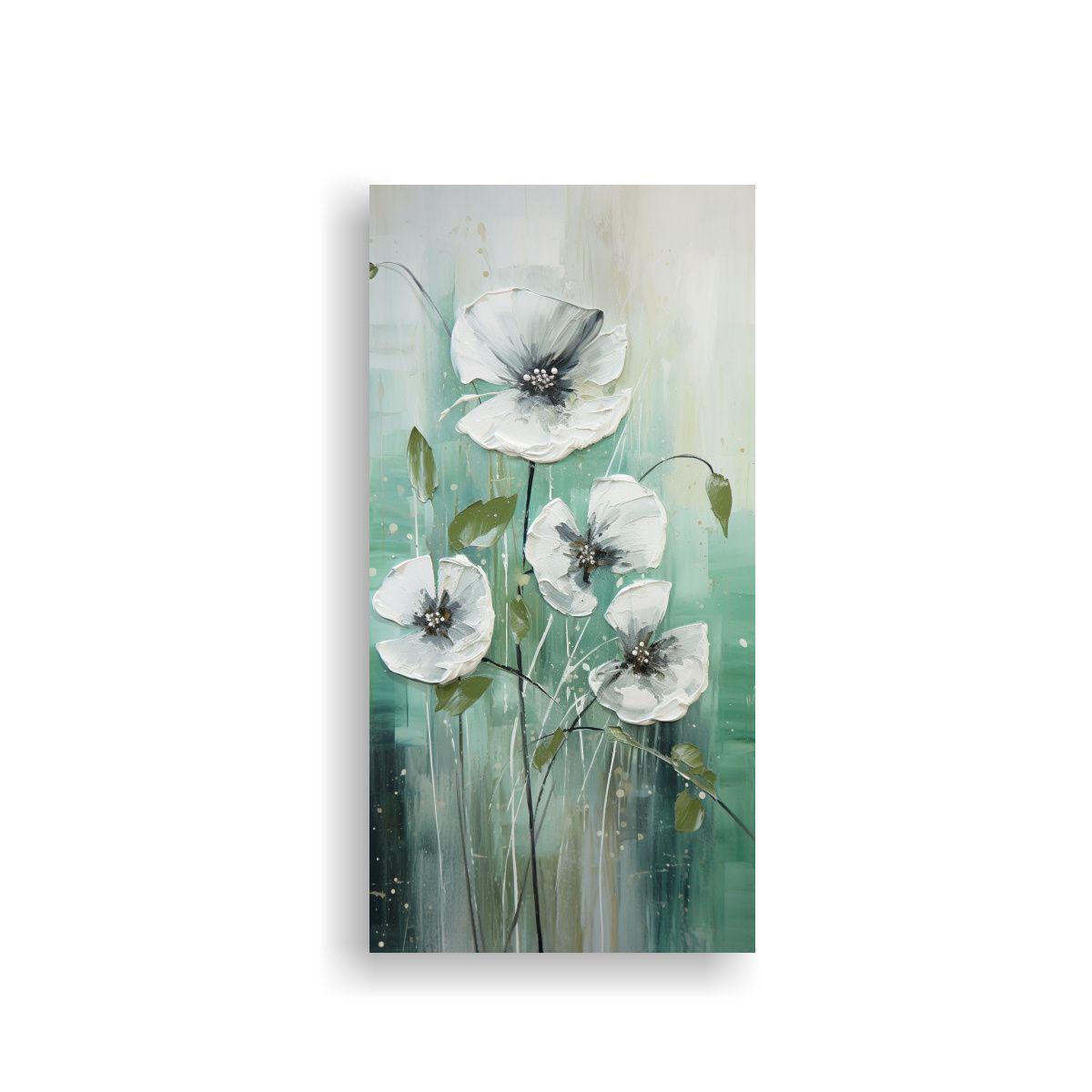 Cuadro Creativa Escenario Verde Plata Flores En 30x60cm-0