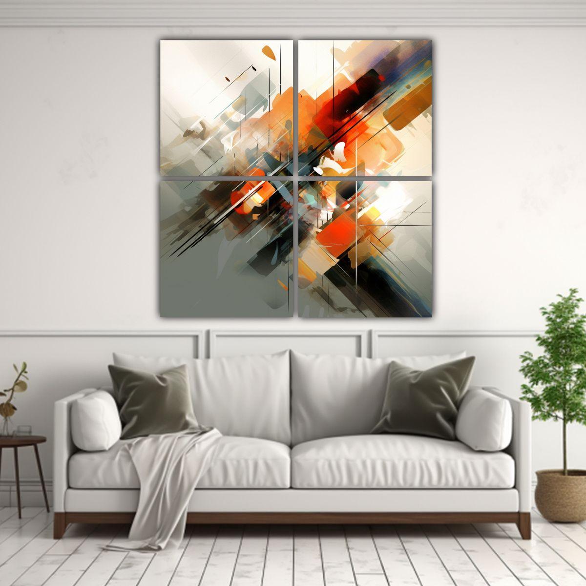 Cuatro Cuadros Abstractos De Diseño Para Cocina 120x120 Cm-2