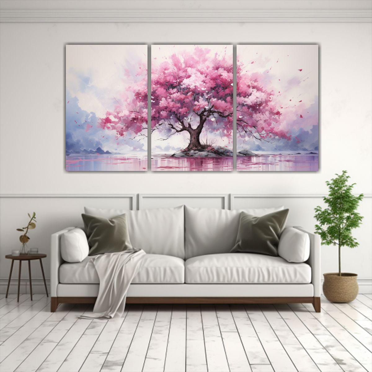 Pintura Abstracta Tres Artes Vintage: Simplicidad 60x30 Cm-2