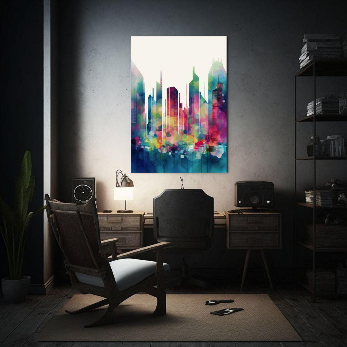 Arte De Pared Abstracto De Nueva York En Colores 40x60cm-2