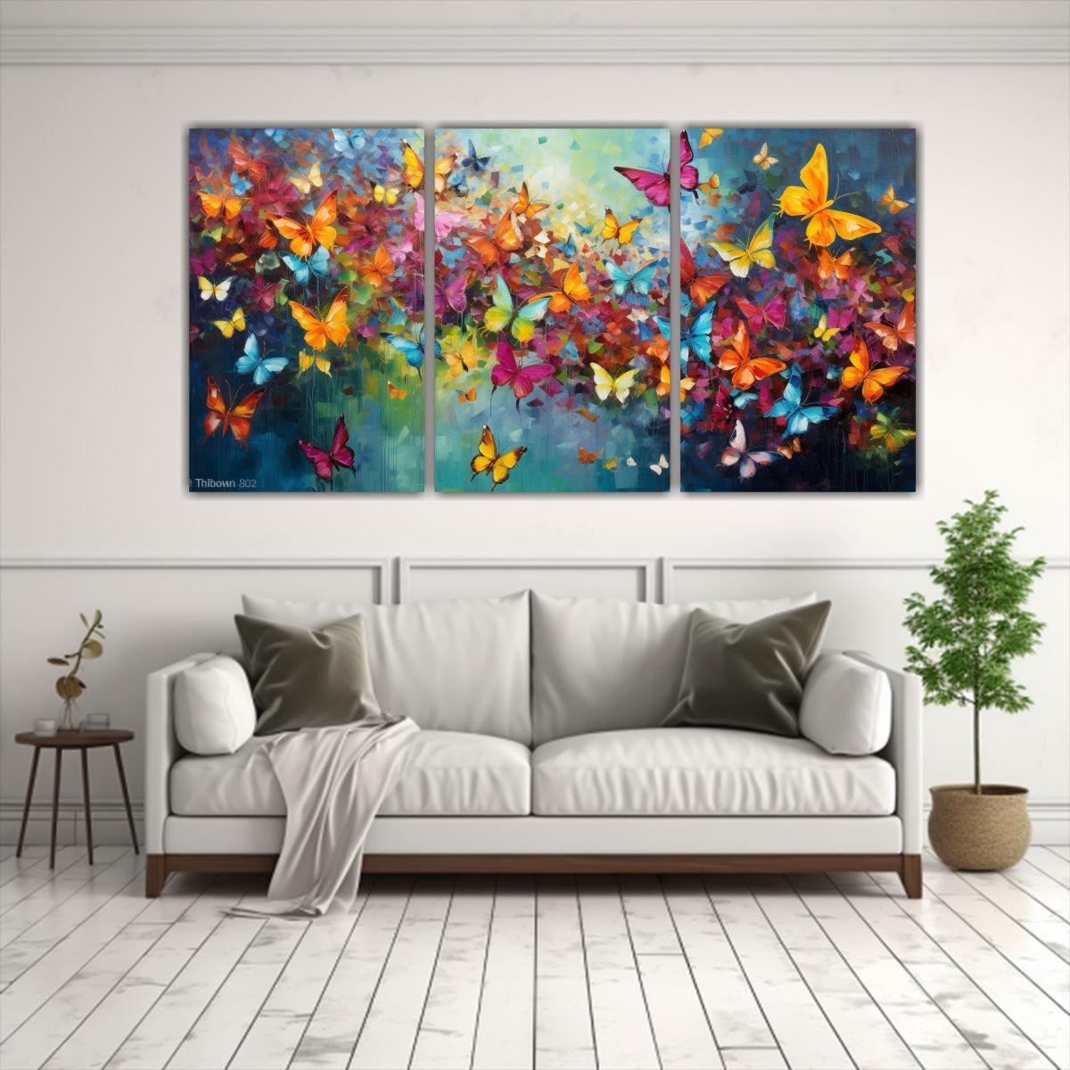 Cuadros De Mariposas Abstractas Modernas 60x30 Cm-2