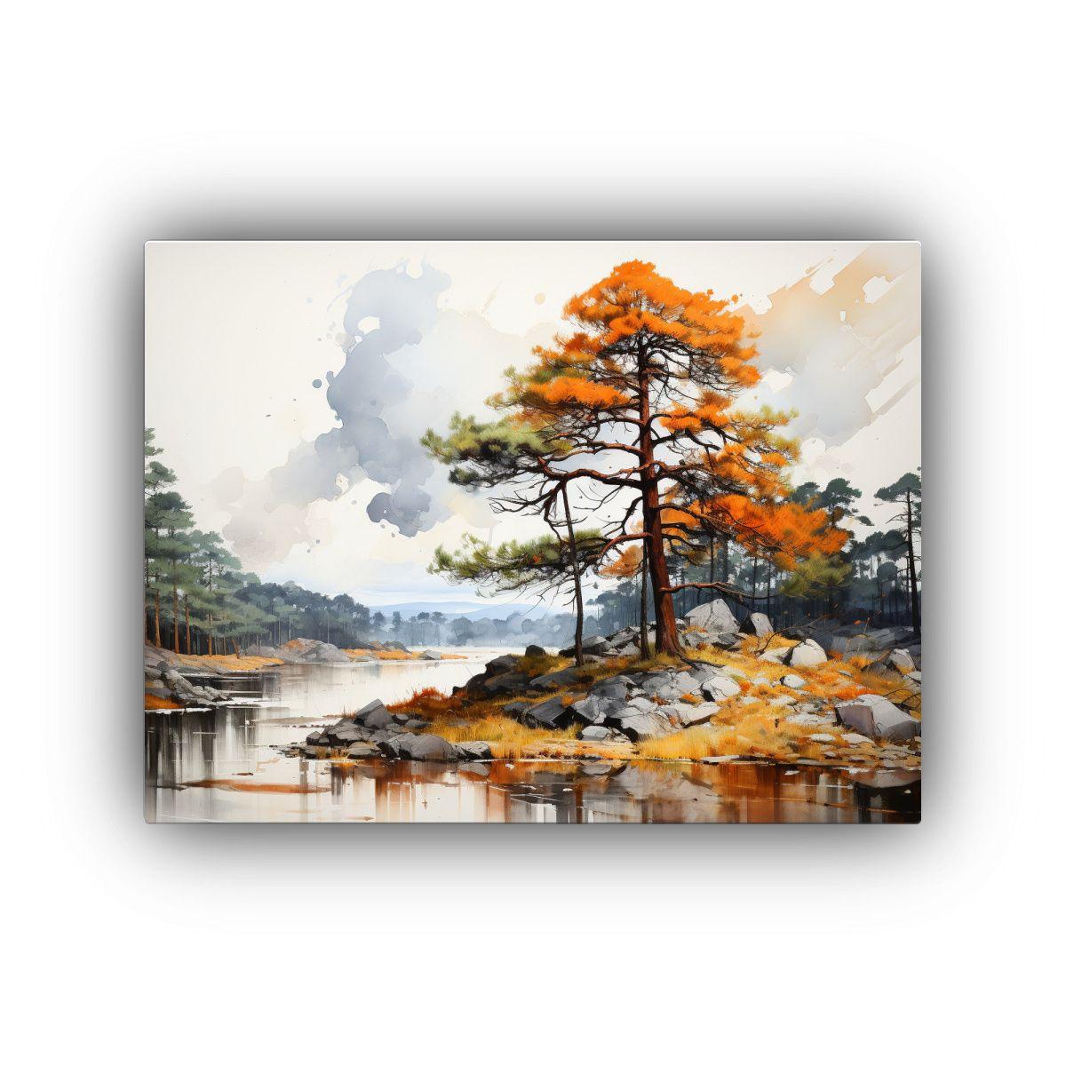 Pintura Abstracta De Un Pino Escocés En Colores 60x40cm-0