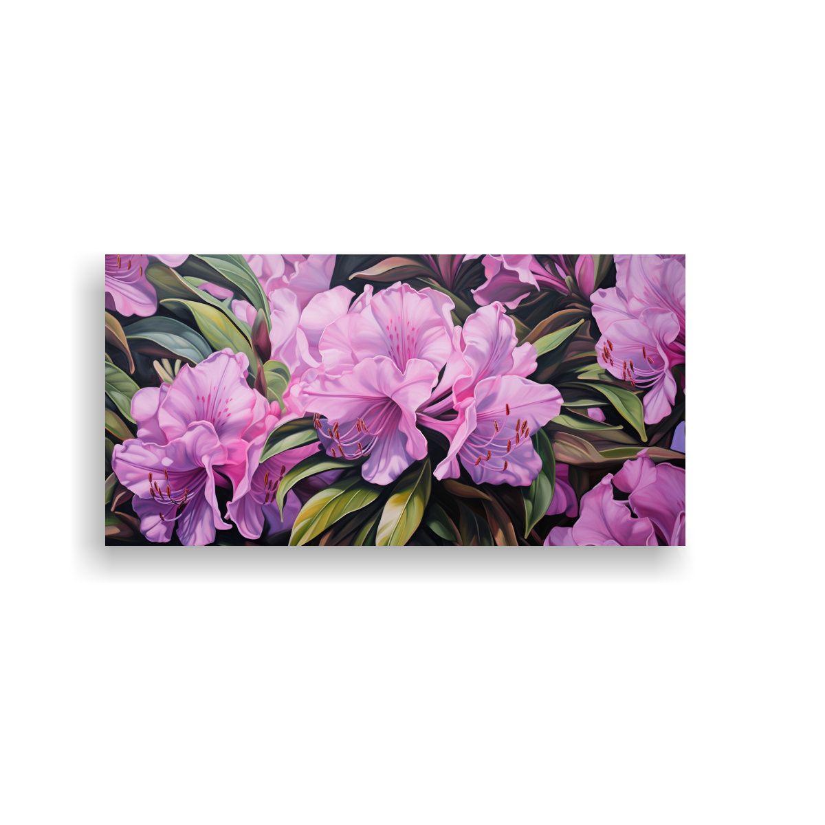 Pintura Abstracta De Rododendros Detallados En Lie 40x20cm-0