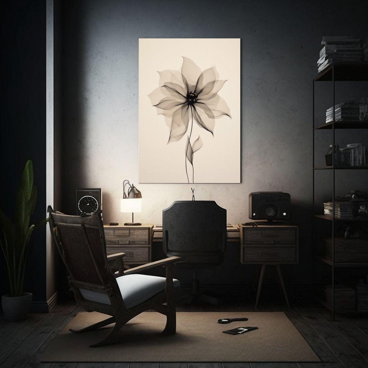 Pintura Decorativa En Algodón Gris Y Negro Sobre 60x90cm-2