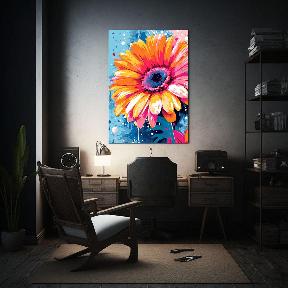 Pintura Lienzo Gerbera Daisy Estilo Pop Art 60x90 Cm-2