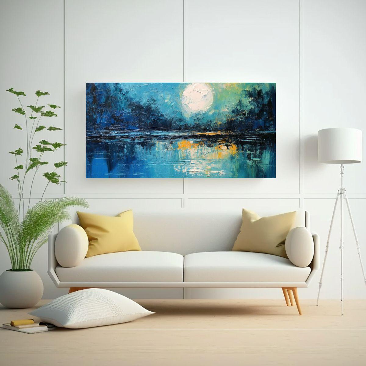 Lienzo Movimiento Estrellas Nocturnas Río Cielo 60x30 Cm-2