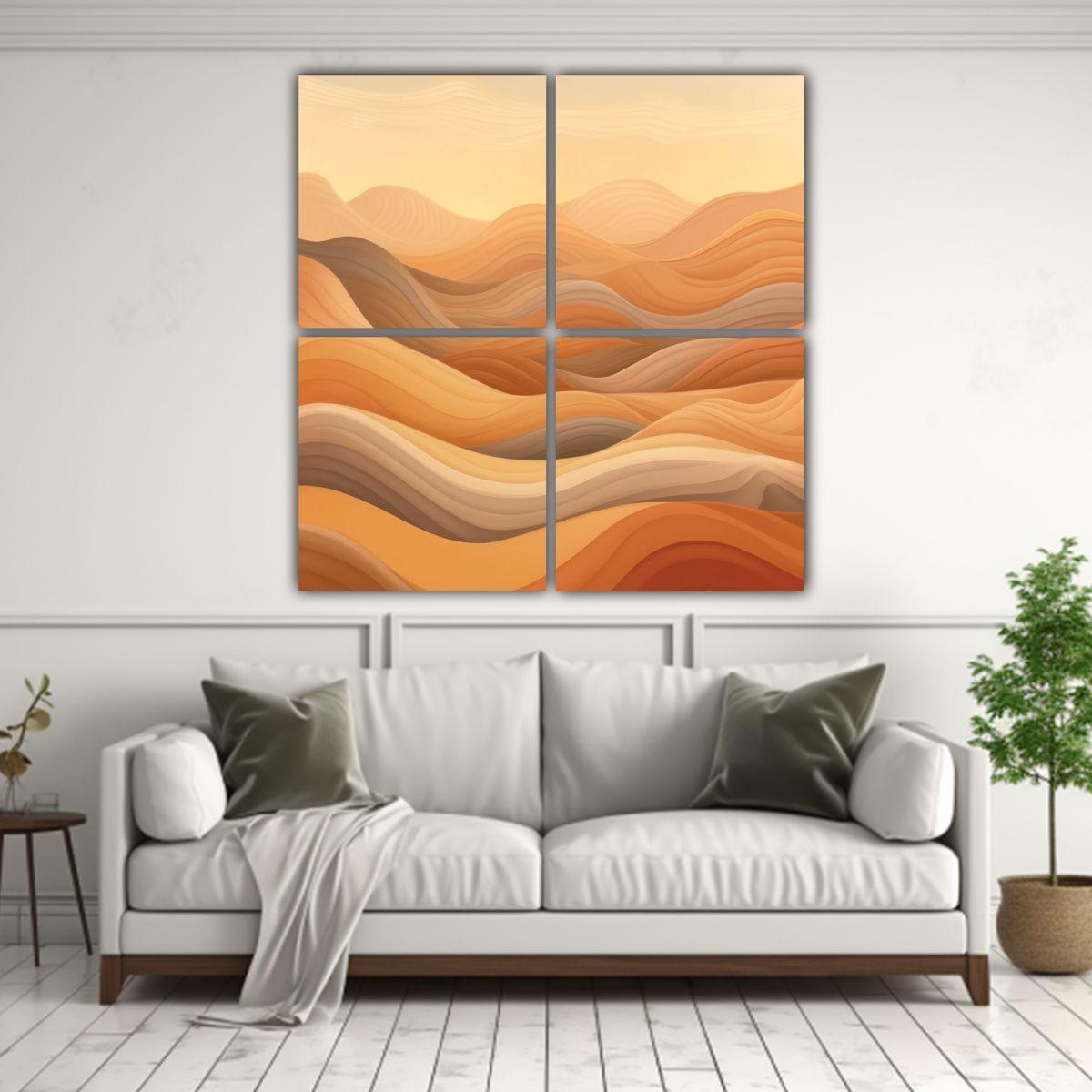 4 Cuadros Estilo Galería Espacio Un Paisaje 100x100 Cm-2