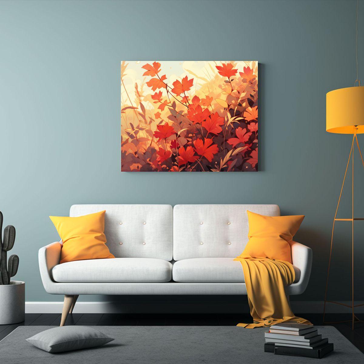 Cuadro Abstracto En Tonos Amarillo Y Rojo Con Atmósfera Neo 65x50cm-2