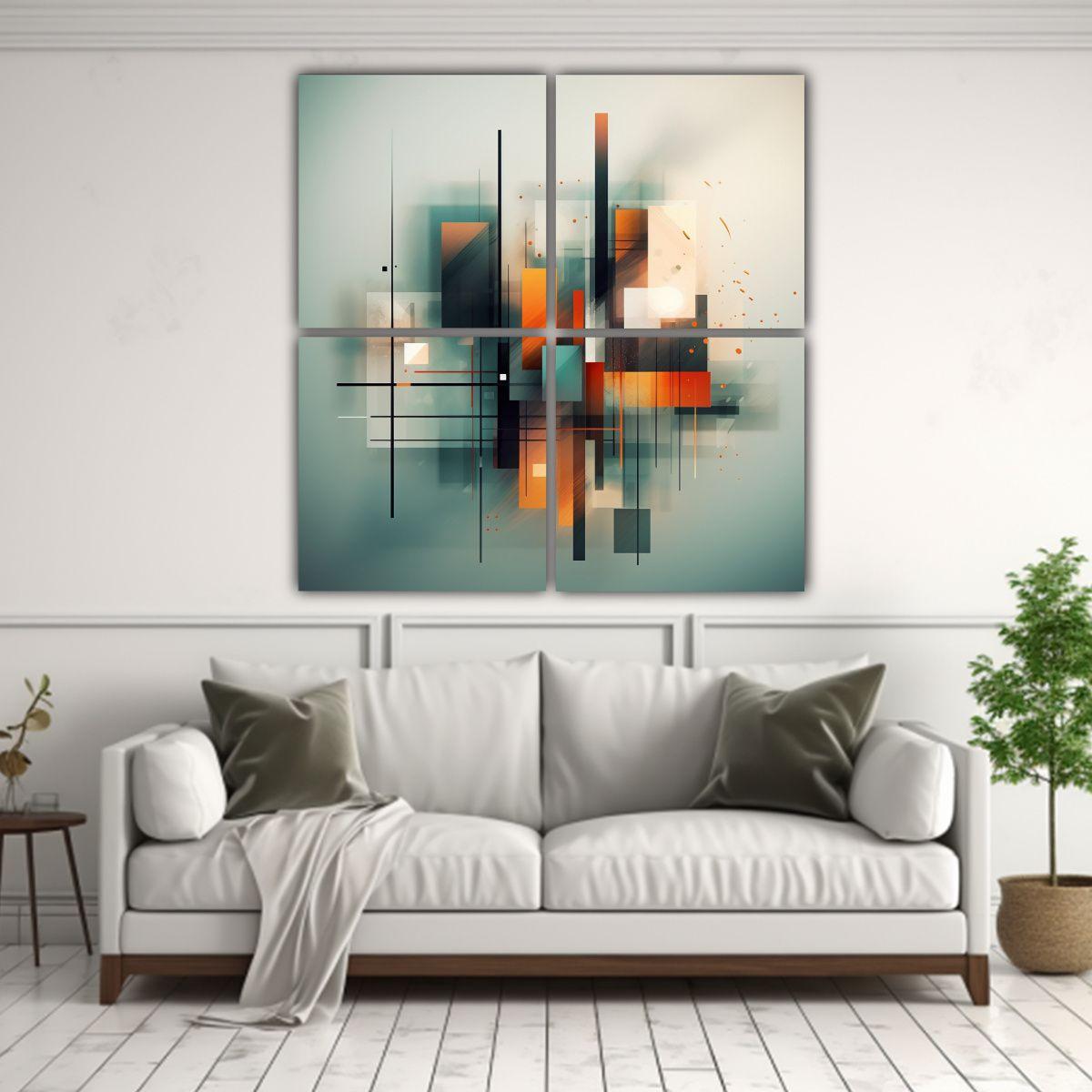 Pinturas Abstractas De Diseño Cyborg En Colores 140x140 Cm-2