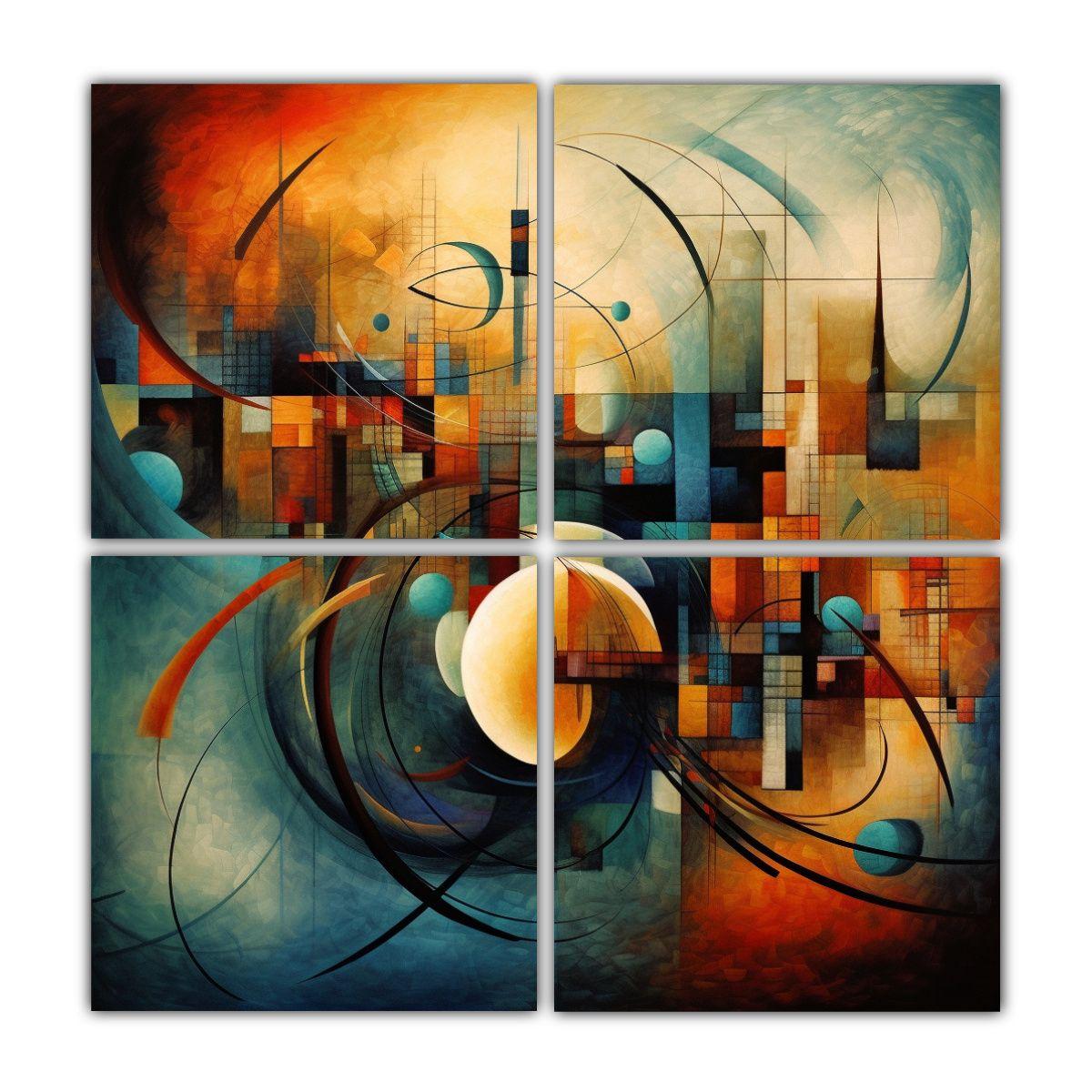 Cuatro Lienzos De Tela Con Colores Vibrantes Y 60x60 Cm-0