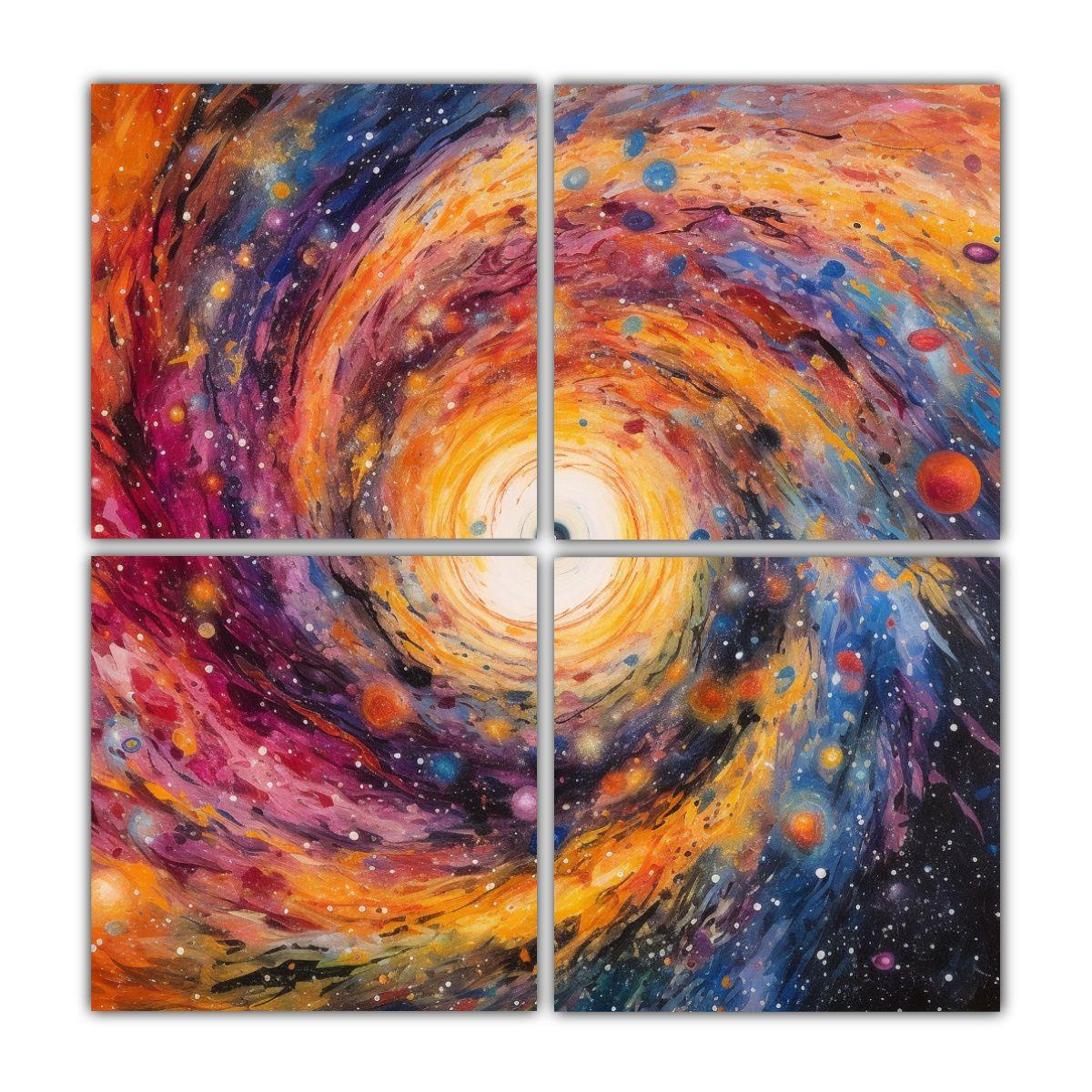 Arte Acuarela Cuatro Cuadros Equilibrio Visual 160x160 Cm-0