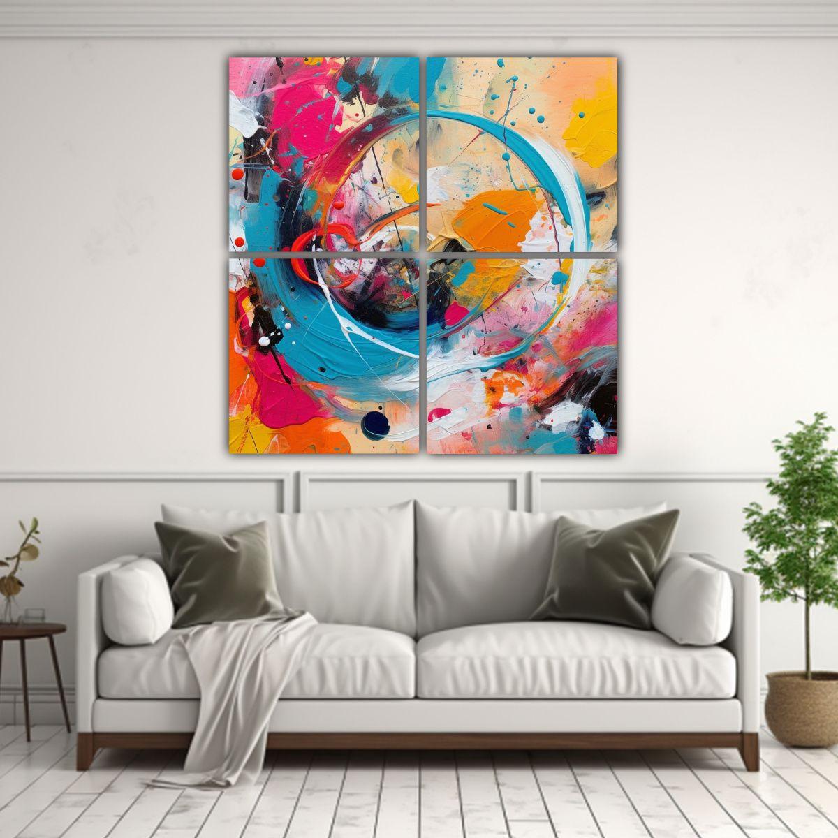 Pinturas Abstractas Decorativas Coloridas De 100x100 Cm-2