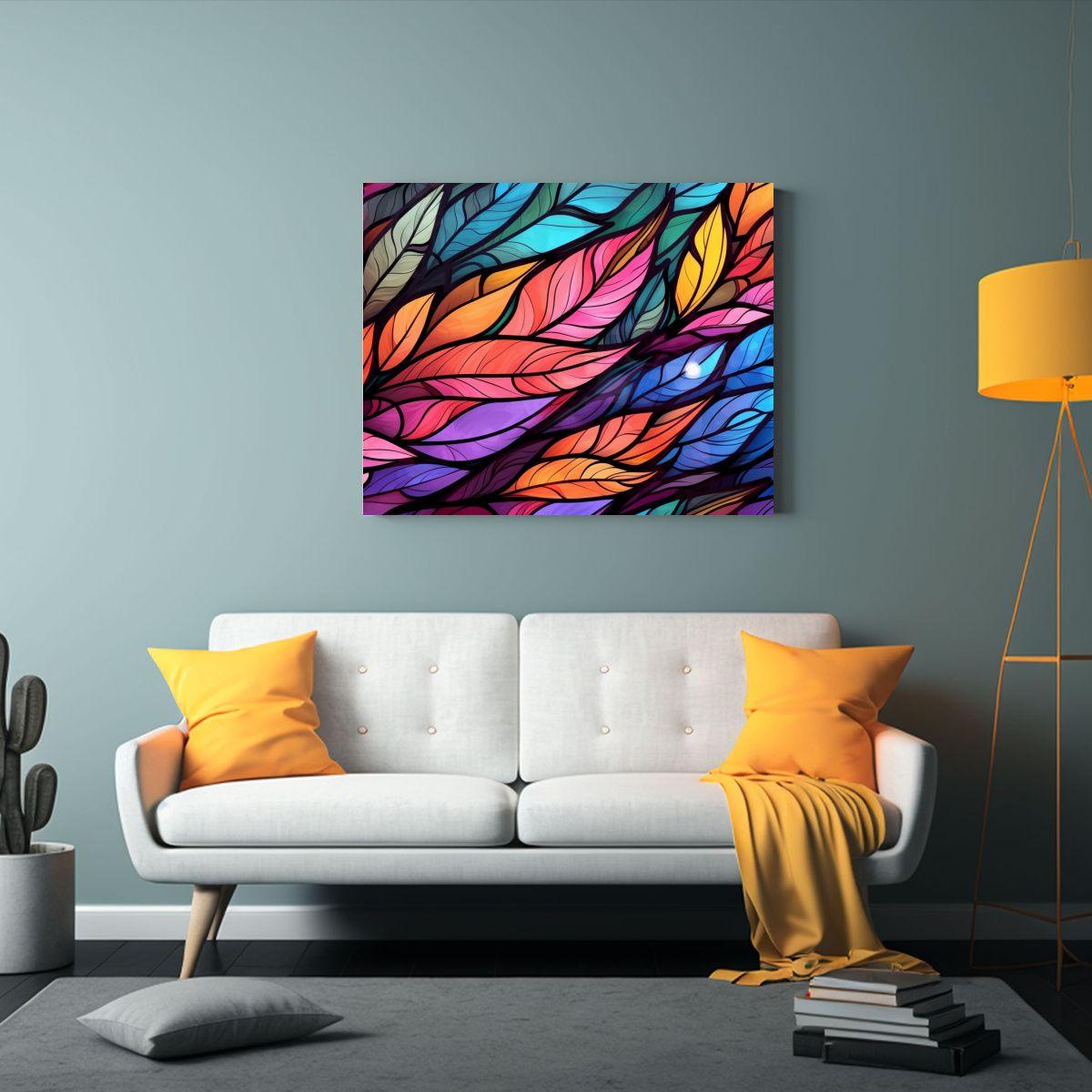 Cuadro Abstracto Colorido En Vidrio Manchado Con Arte De Lí 45x30cm-2