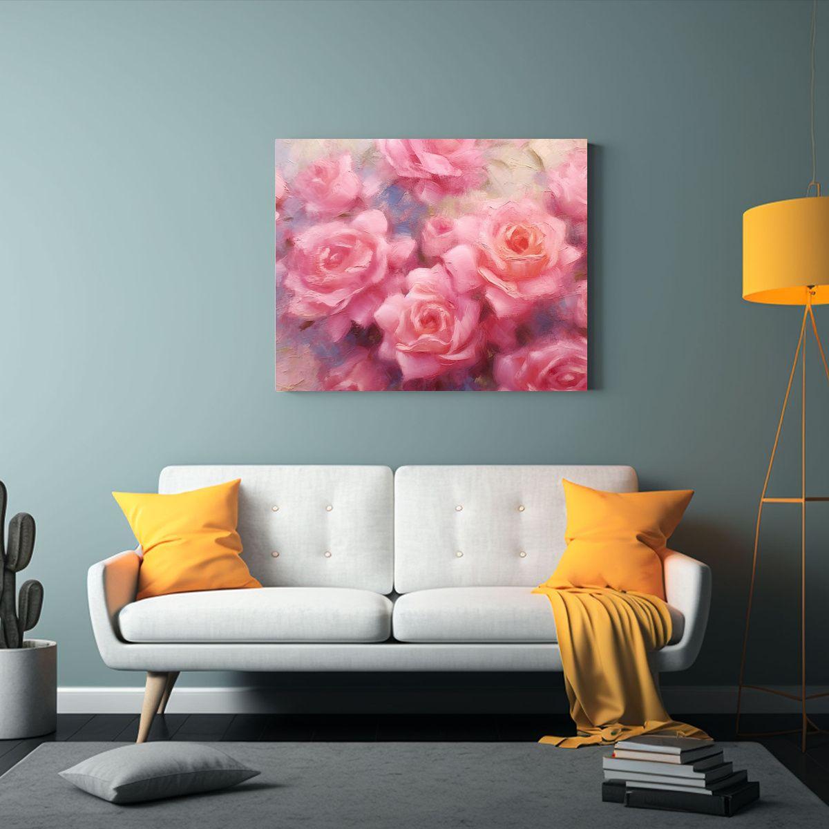 Cuadro Decorativo Temática Rosas Rosadas De Arte 30x20cm-2