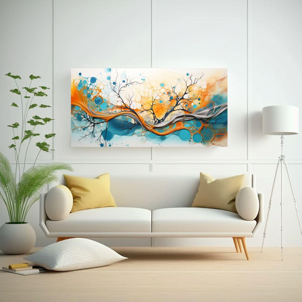 Pintura Lienzo Naturaleza Viva En Tonos Naranja Y 120x60cm-2