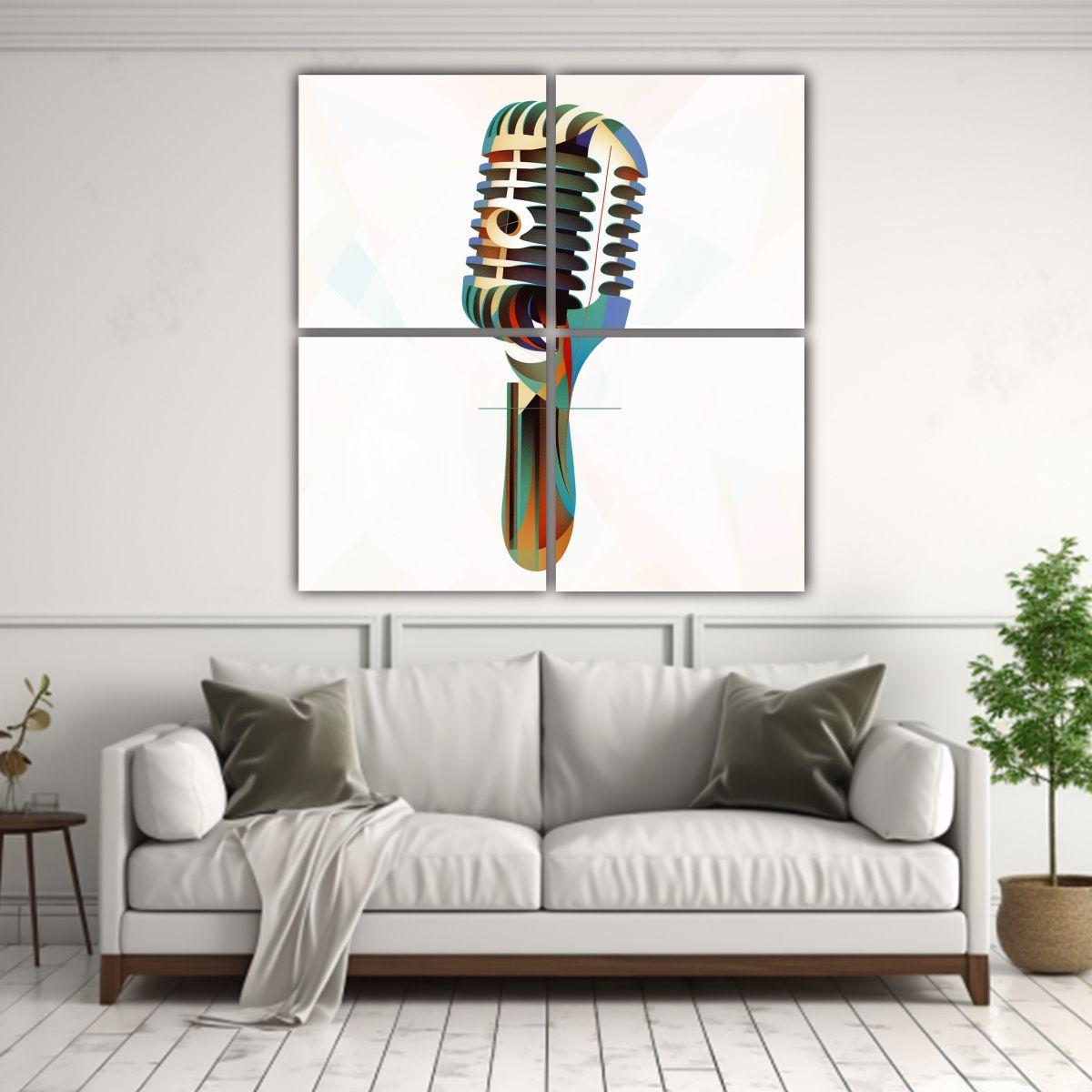 Cuadro Abstracto En Bastidor Con Diseño De 4 80x80 Cm-2