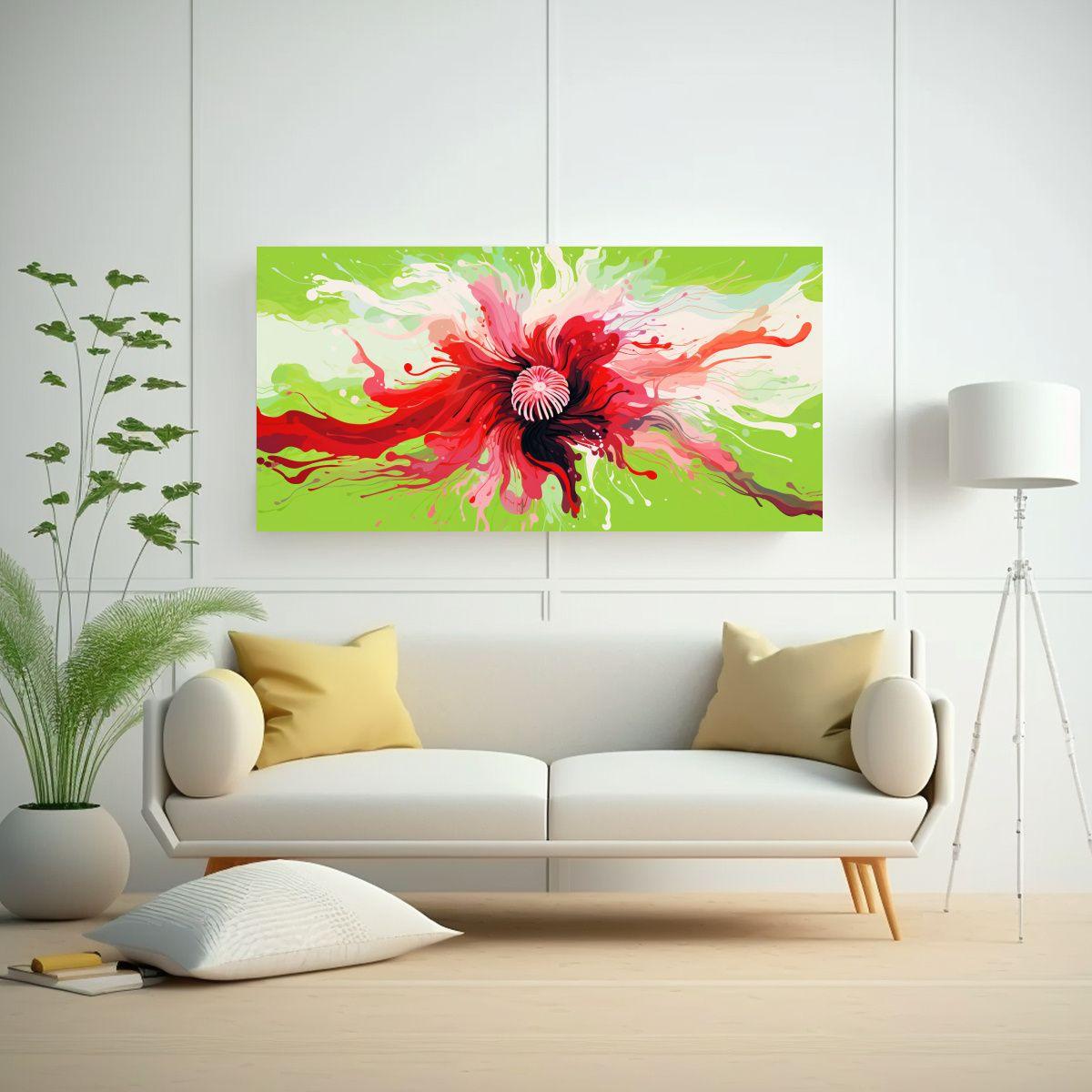 Pintura Decorativa: Anémona De Mar En Colores 100x50cm-2