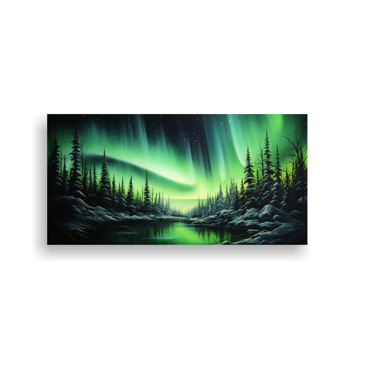 Cuadro Impreso Abstracción Aurora Boreal En Color 100x50cm-0
