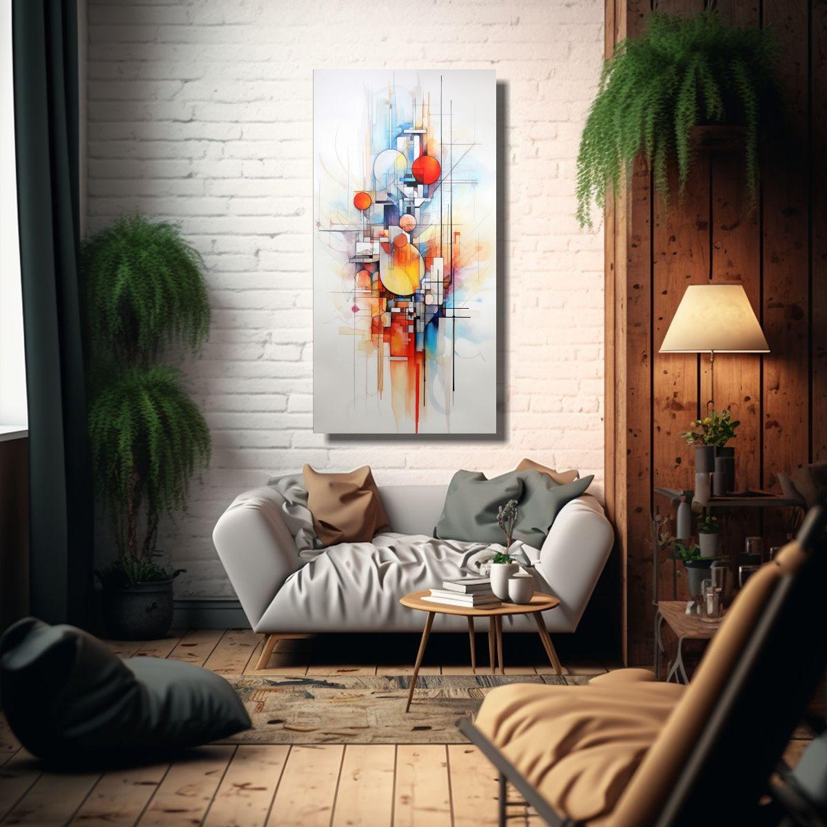 Cuadros Abstractos De Acuarelas Para Sala 80x160cm-2