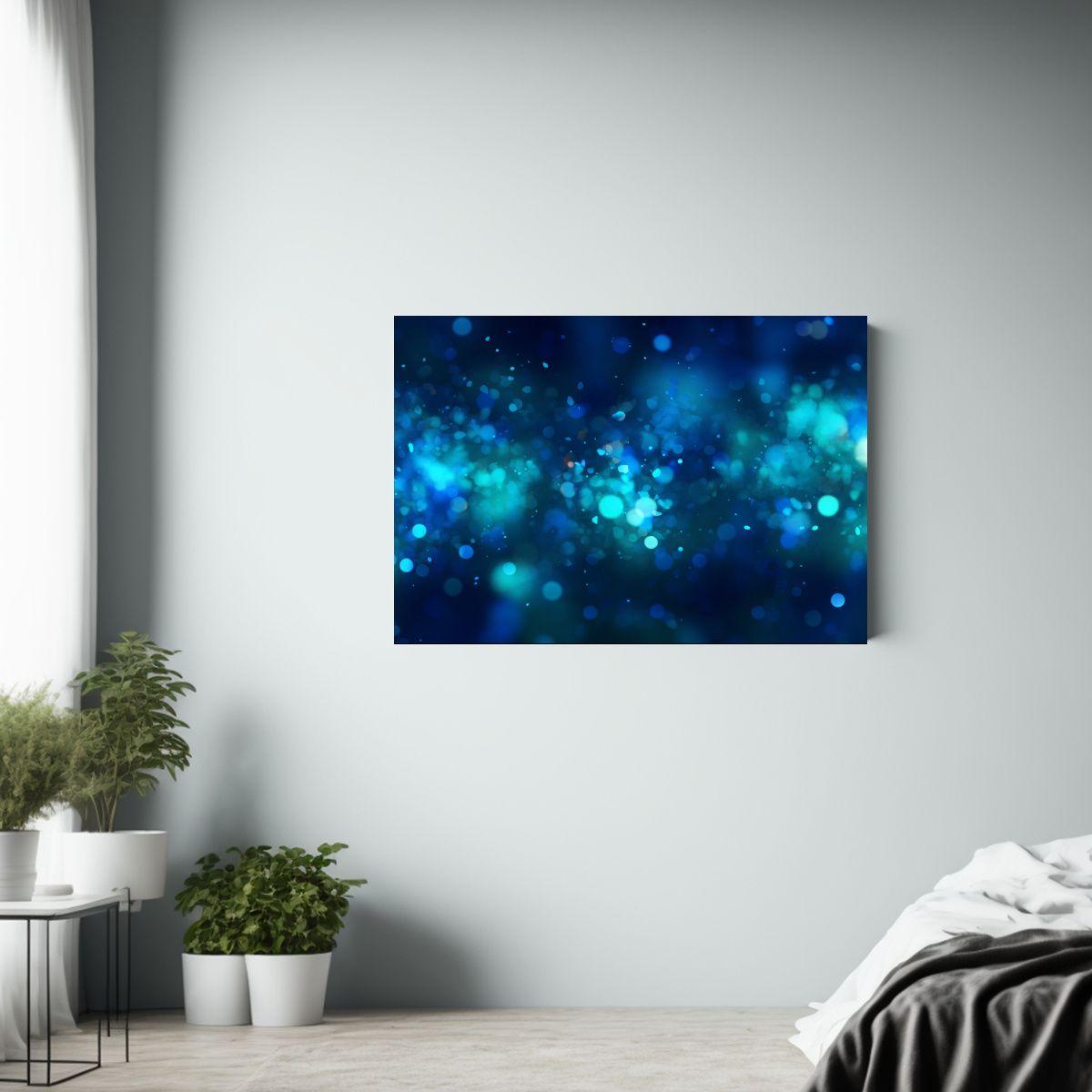 Cuadro Decorativo De Sala En Bastidor Con Fondo Azul Bokeh B 45x30cm-2