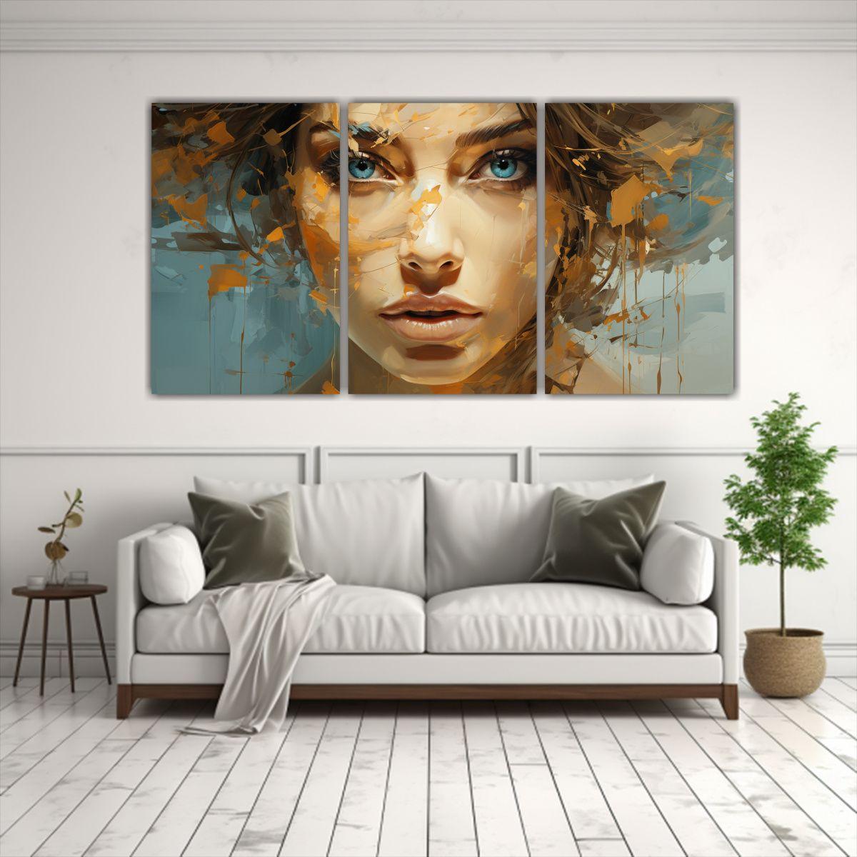 Pintura Abstracta Con Tonos Marrones Y Azules 150x75 Cm-2