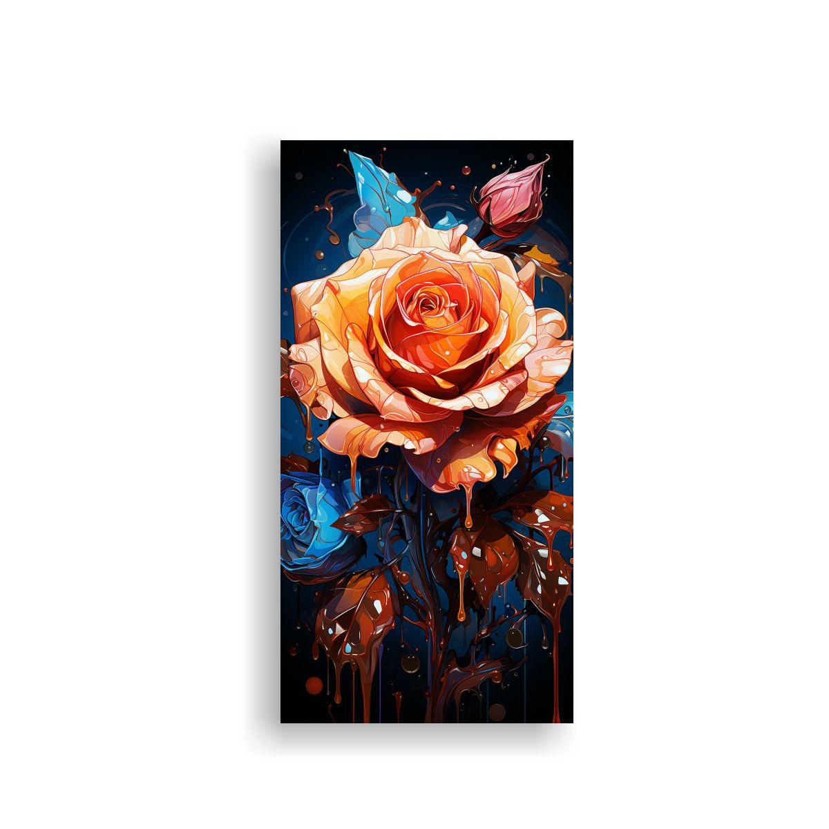 Pintura Decorativa: Rosas De Colores Con Goteo En 40x80cm-0