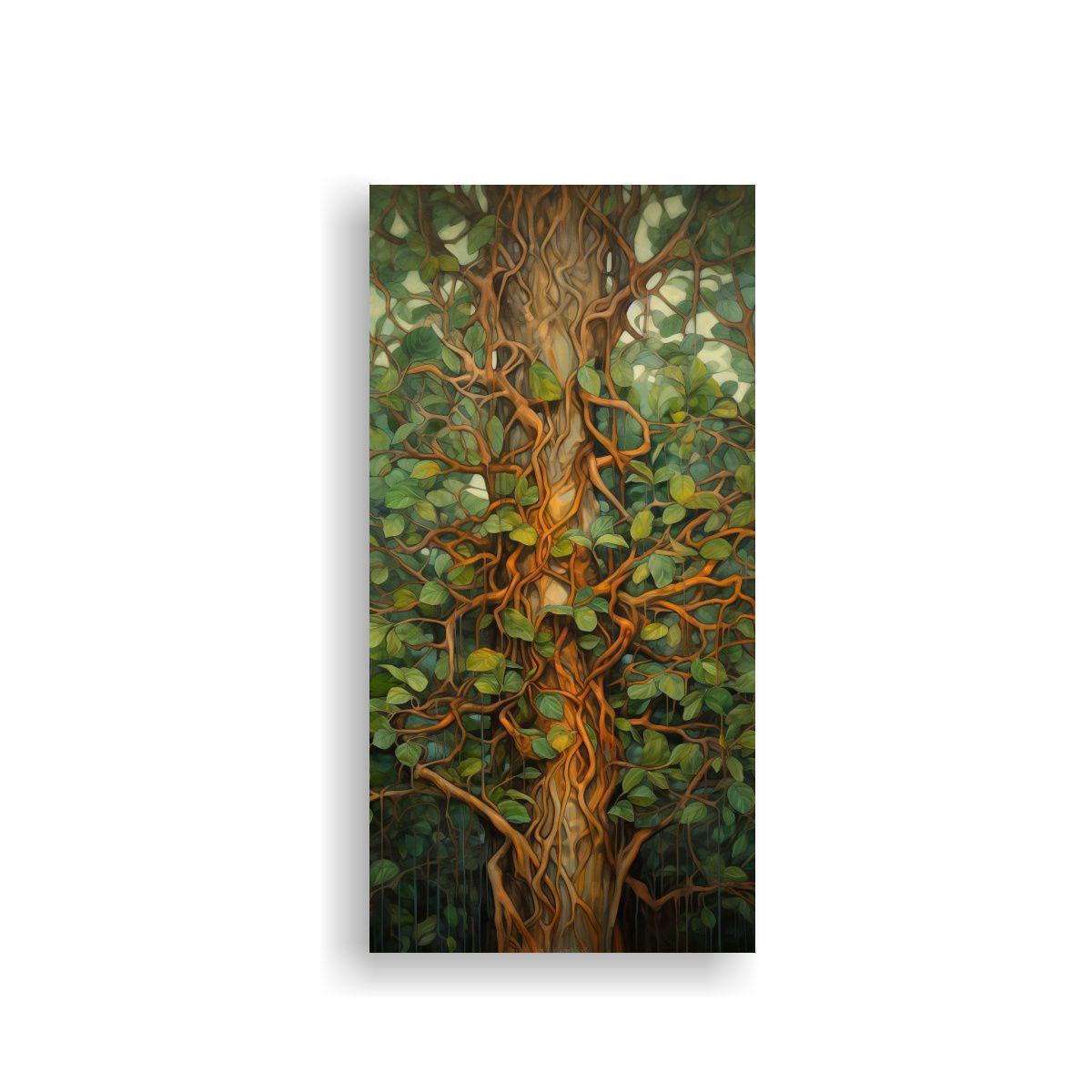 Cuadro Abstracto Temática Árbol Banyan Estilo 40x80cm-0