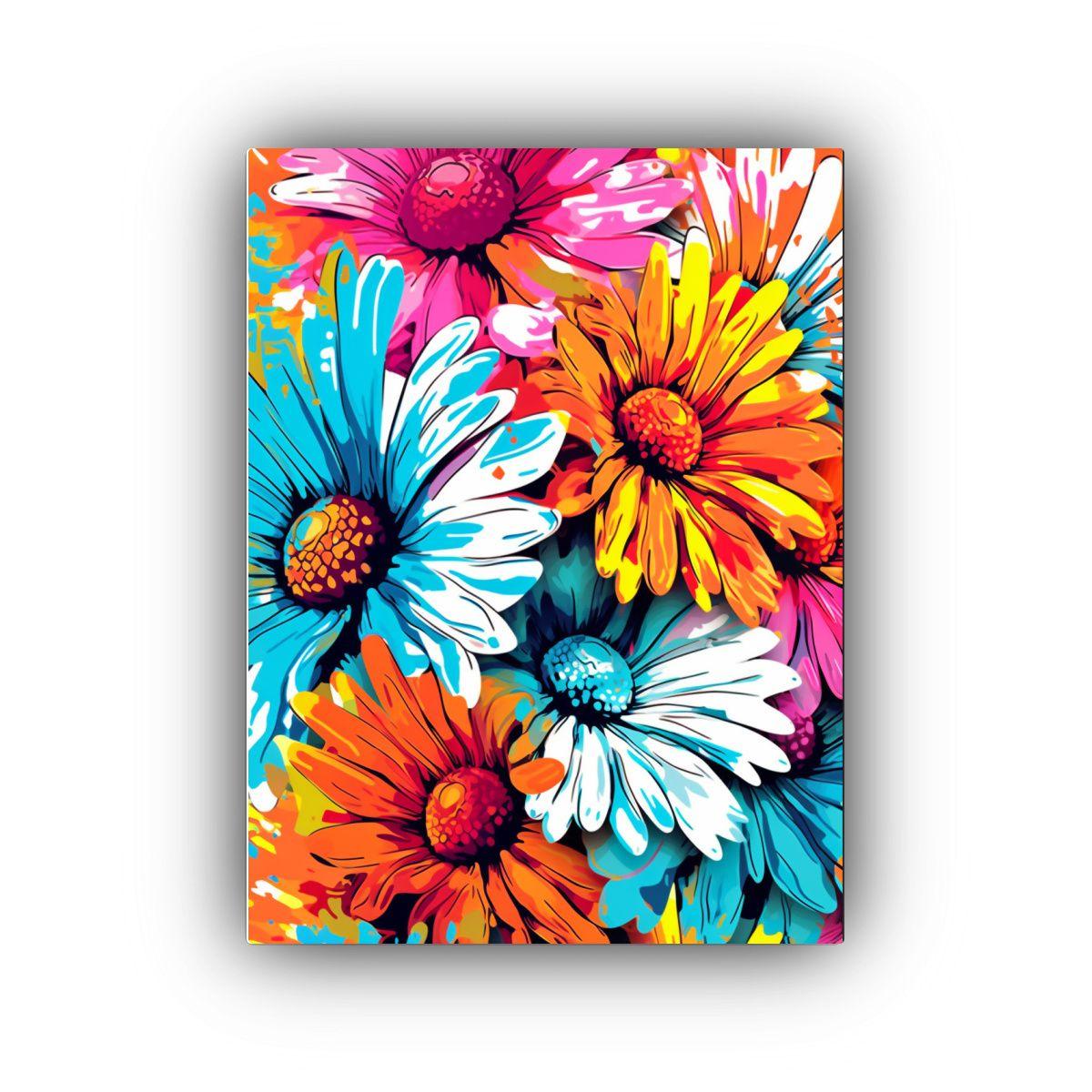 Pintura Decorativa Con Margaritas Estilo Pop Art 80x120 Cm-0