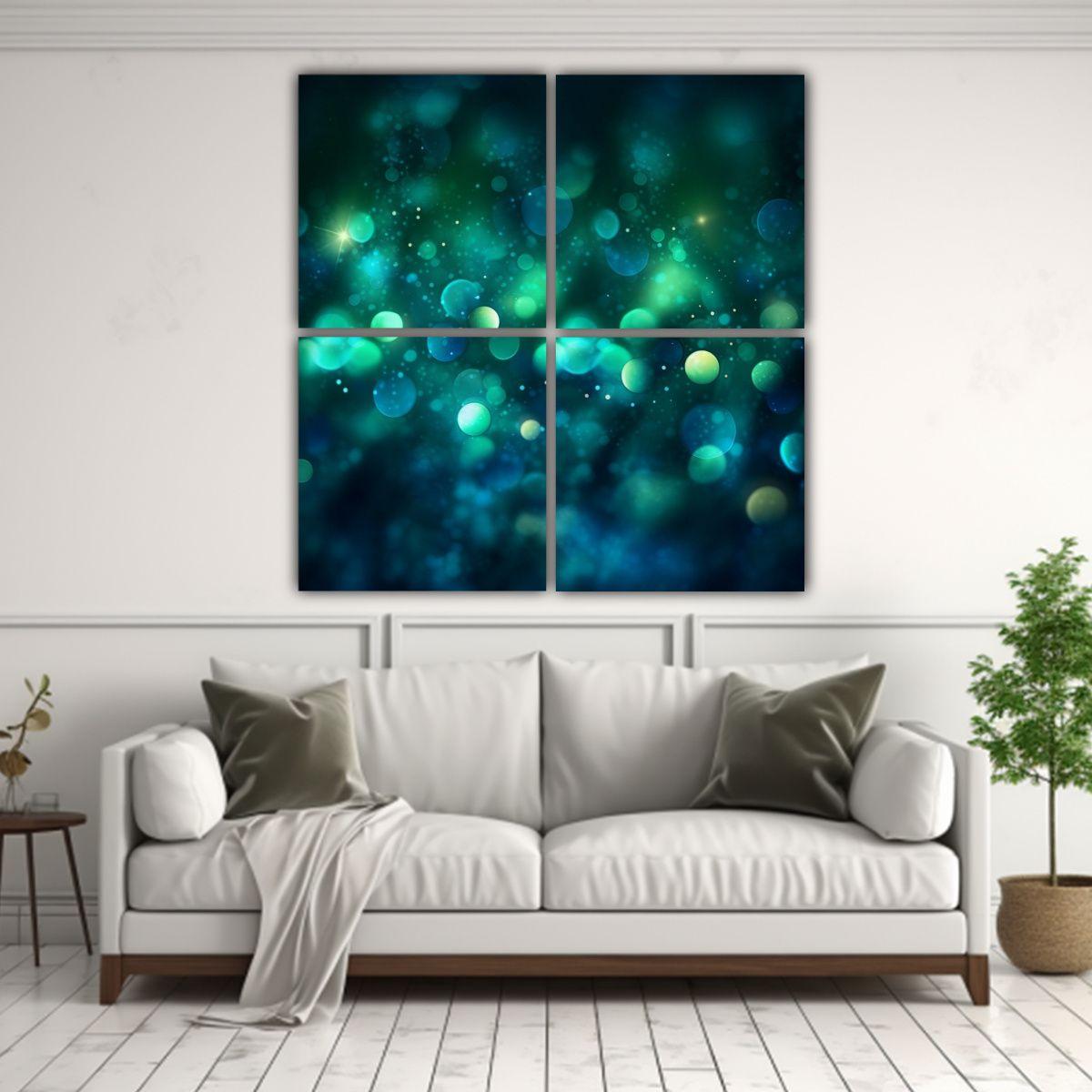 Cuadro Hermoso Profundidad Bokeh Azul Verde Con 160x160 Cm-2