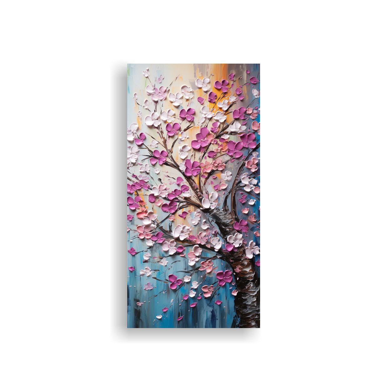 Pintura Decorativa Luminosa De Cerezos En Colores 50x100cm-0