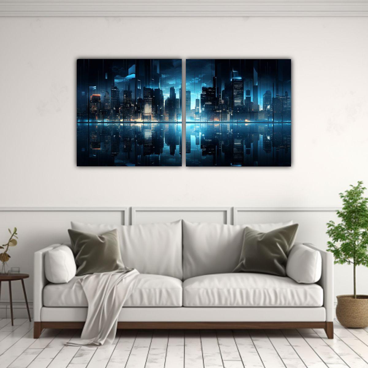 Composiciones Decoración Mágico Ciudad Nocturna 160x80 Cm-2