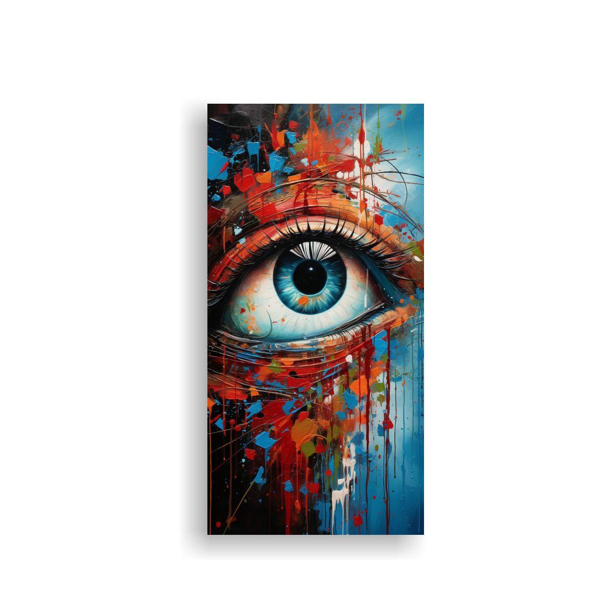 Cuadro Abstracto De Ojos En Lienzo: Arte Creativa 60x120cm-0