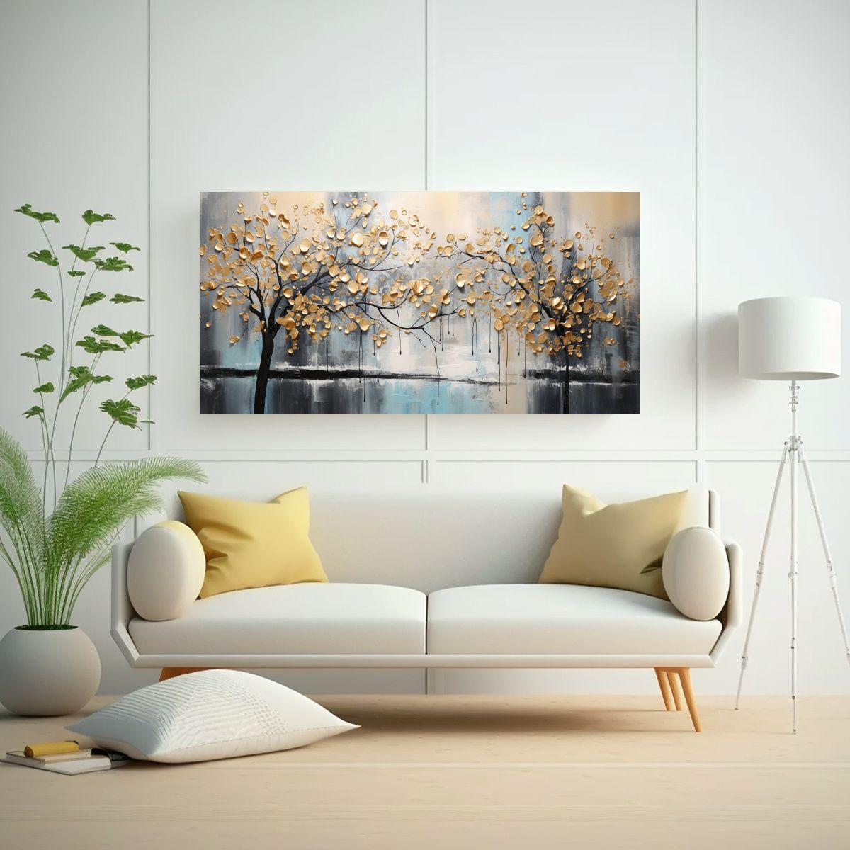 Pintura Decorativa En Negro Y Dorado Con Estilo 80x40cm-2