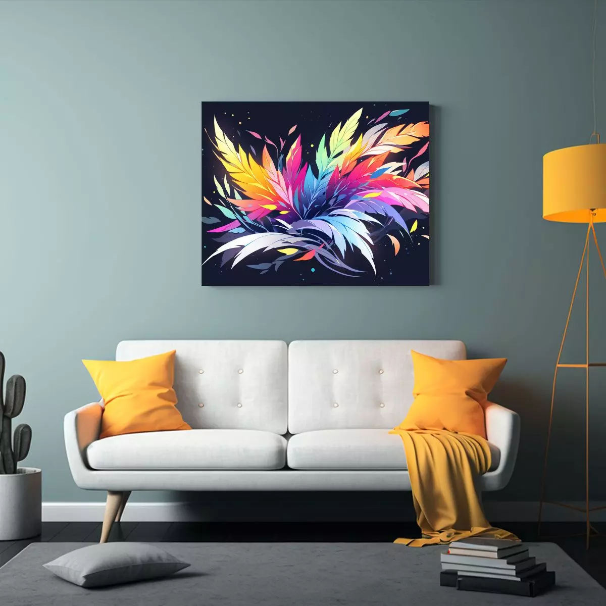 Pinturas Decorativas Estilo Neonoir Con Estrellas Arcoíris  75x50cm-2