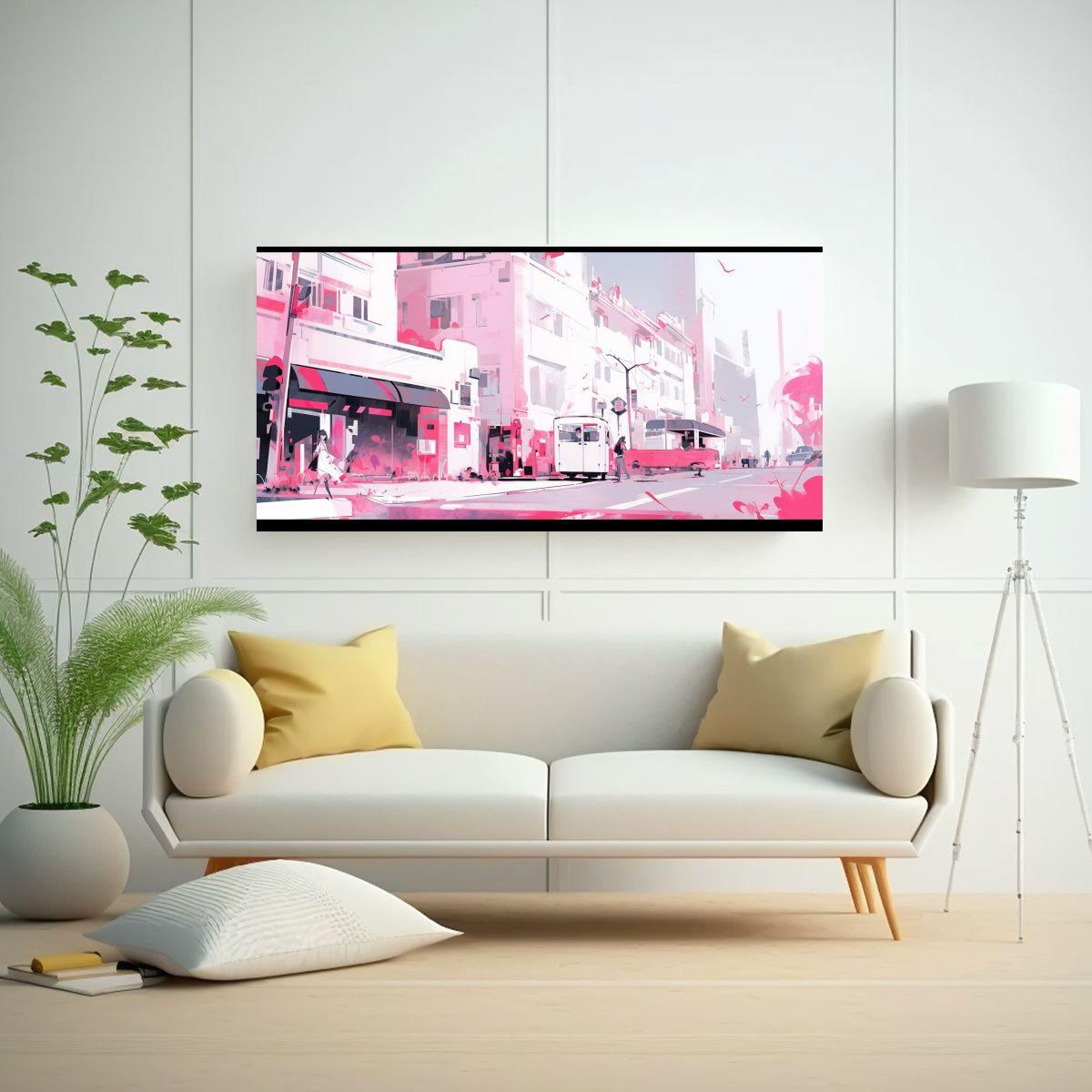 Pinturas Decorativas En Blanco Y Rosa De Alta 100x50cm-2