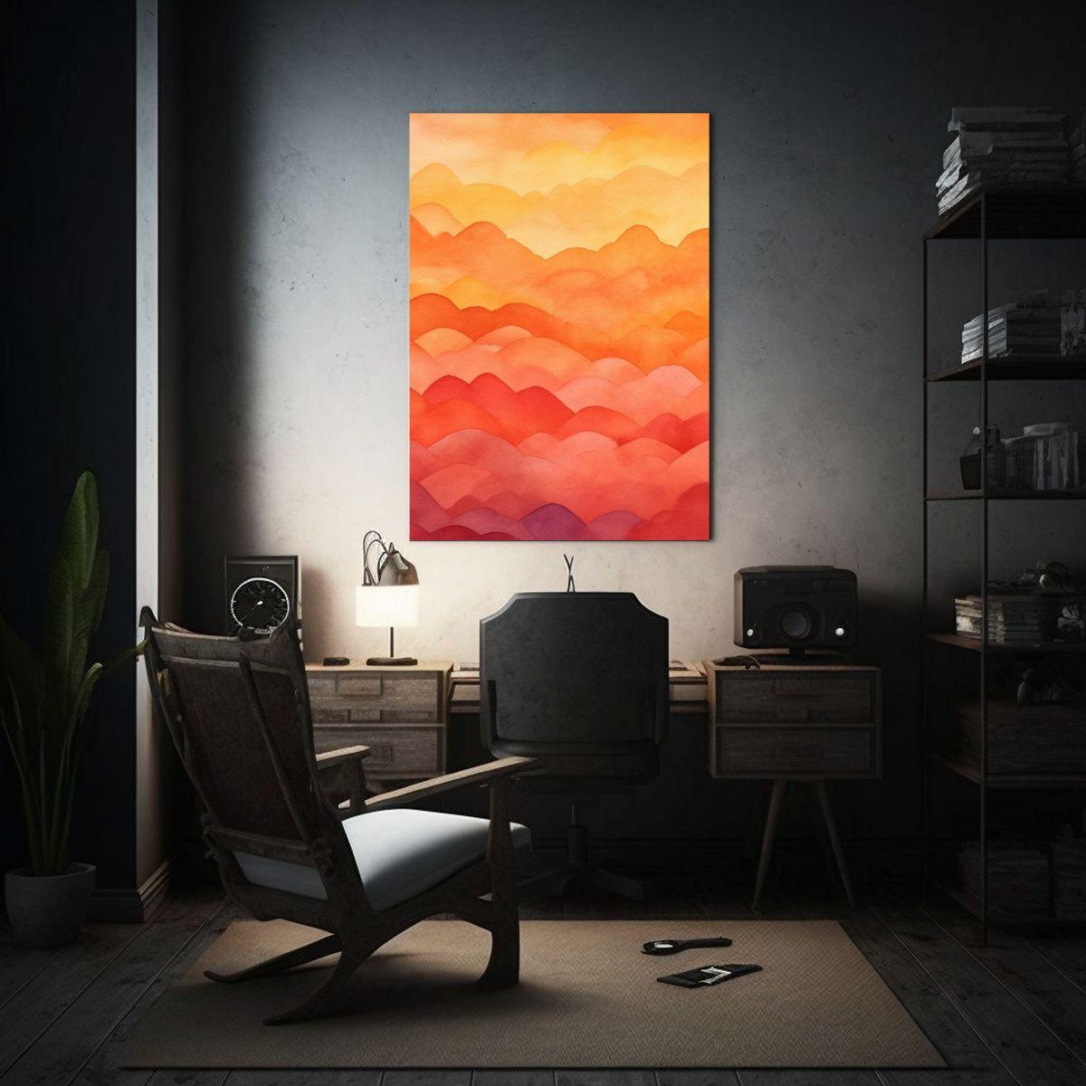 Cuadro Moderno De Agua En Tonos Naranja Oscuro 60x90cm-2