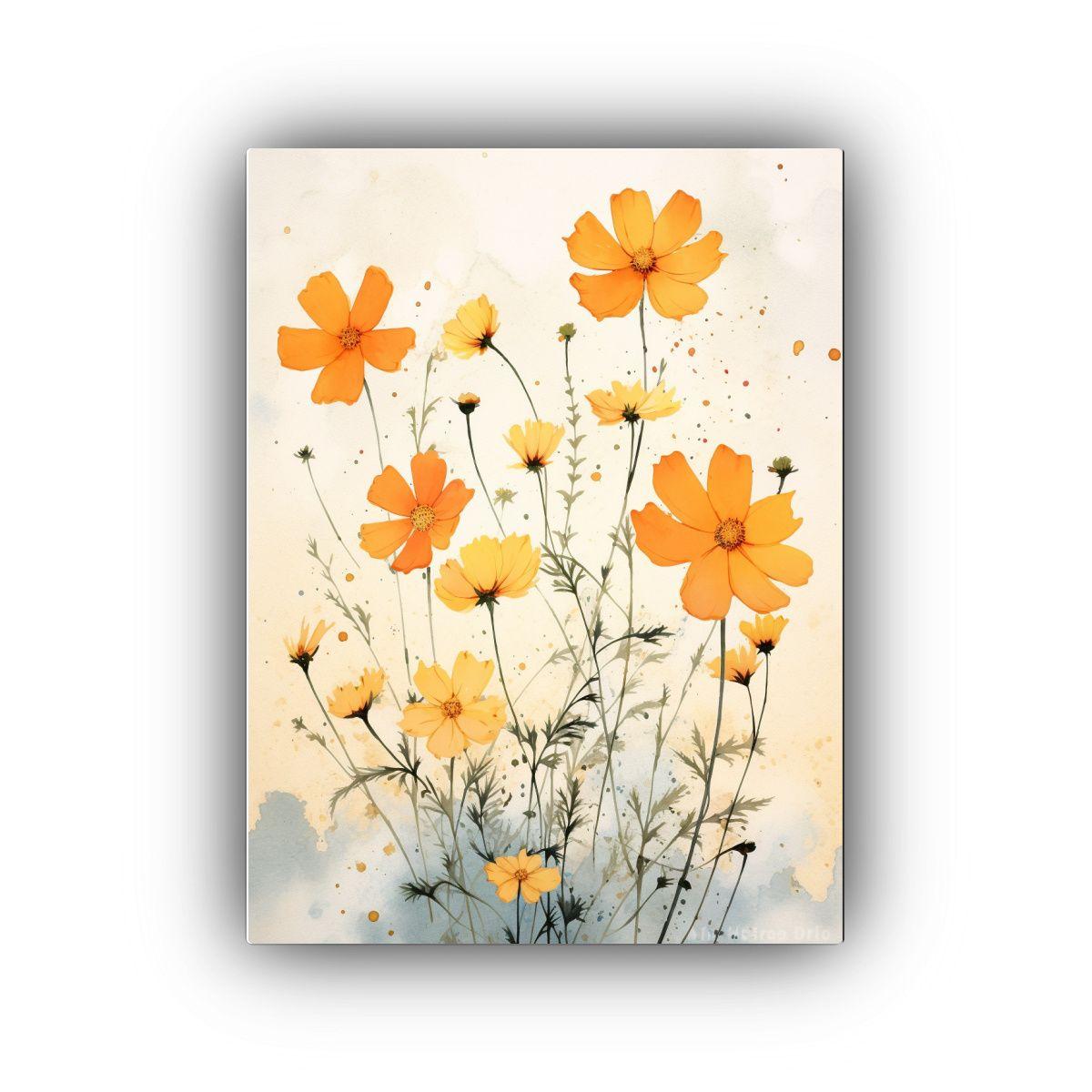 Pintura Decorativa Moderna Cosmos Marigold En 30x40cm-0