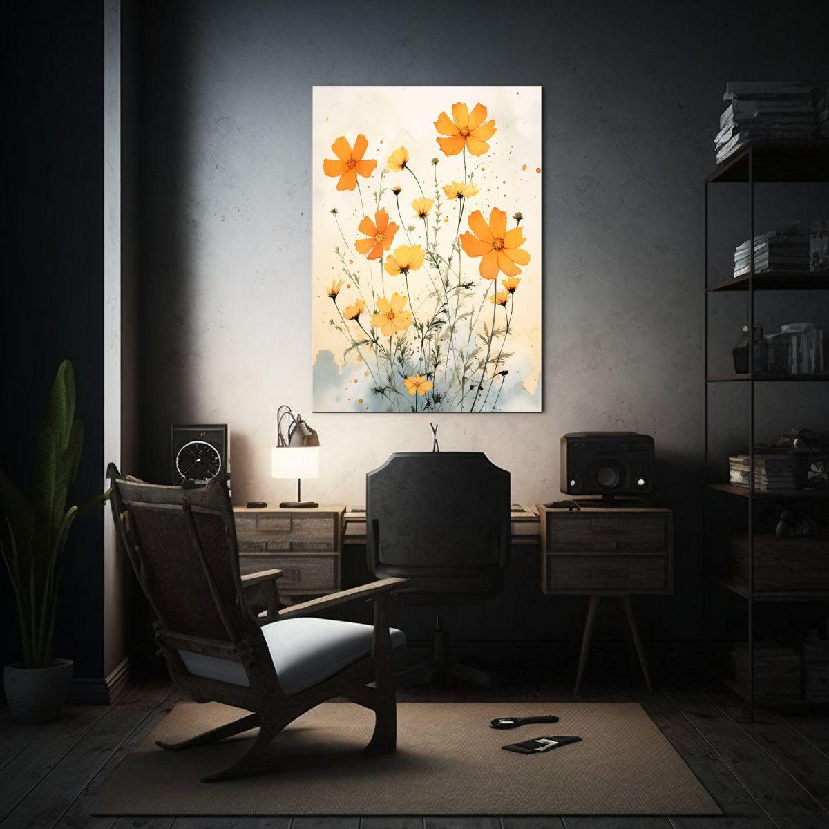 Pintura Decorativa Moderna Cosmos Marigold En 30x40cm-2