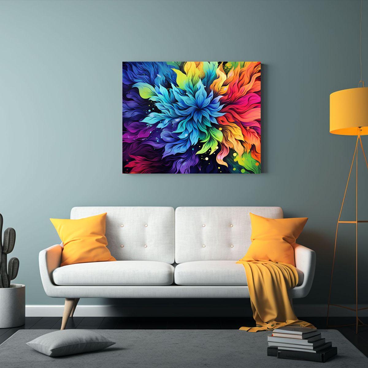 Cuadro Moderno Con Detalles Intrincados Y Colores Del Arcoí 75x50cm-2