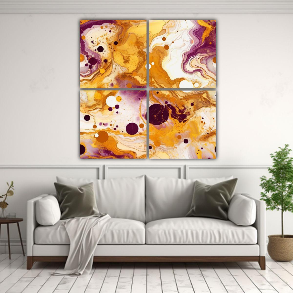 Cuatro Cuadros Expresión Visual Mármol 160x160 Cm-2