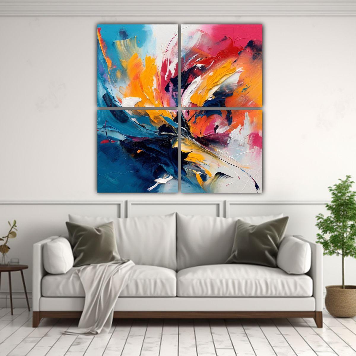 Cuadros Vintage Abstractos Modernos Y Coloridos 100x100 Cm-2