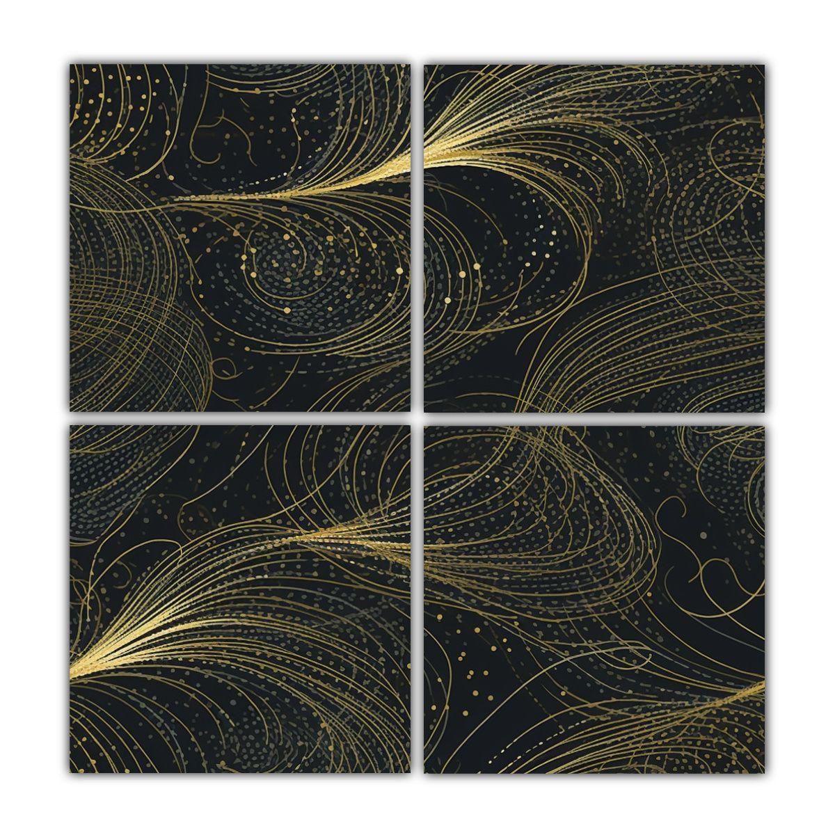 4 Telas En Bastidor Impreso Escena De Líneas 180x180 Cm-0