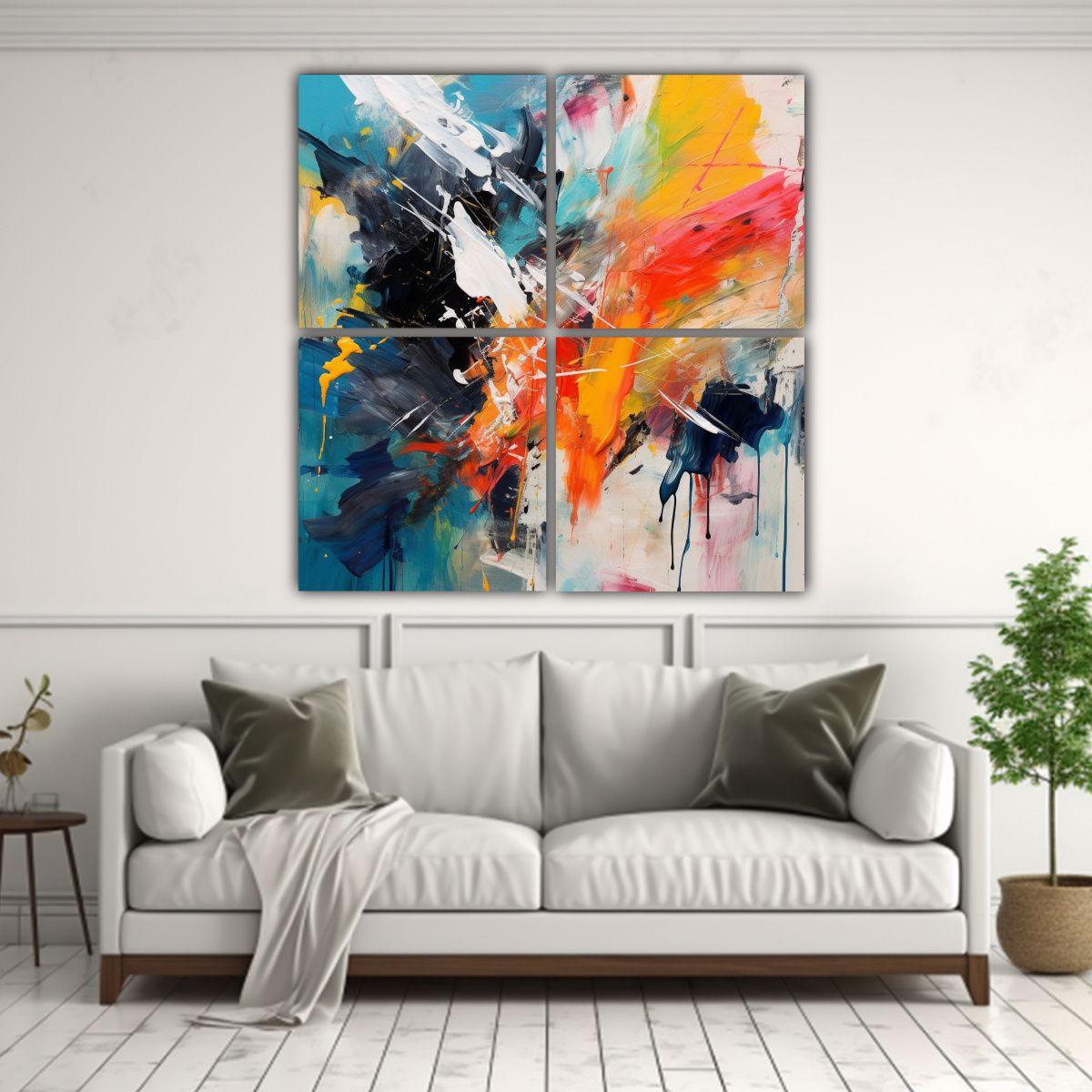 Cuadro Abstracto Con Pinceladas Audaces Para 100x100 Cm-2