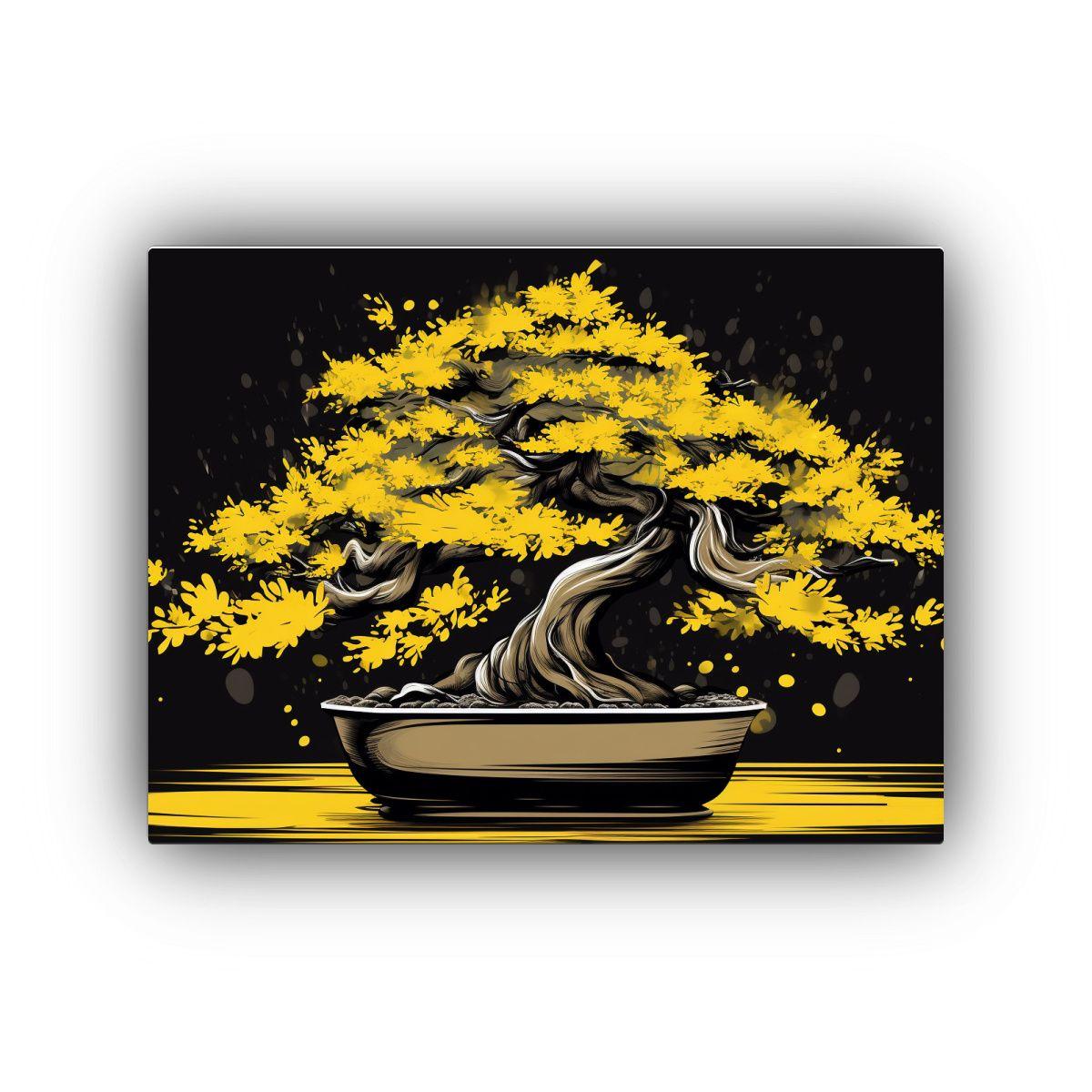 Pintura Decorativa De Composición Visual De árbol Bonsái  60x40cm-0