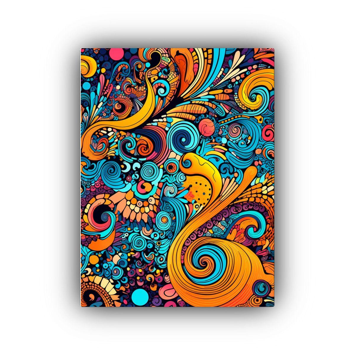 Cuadro Impreso Patrón Original Y Moderno De Garabatos En Co 50x65cm-0