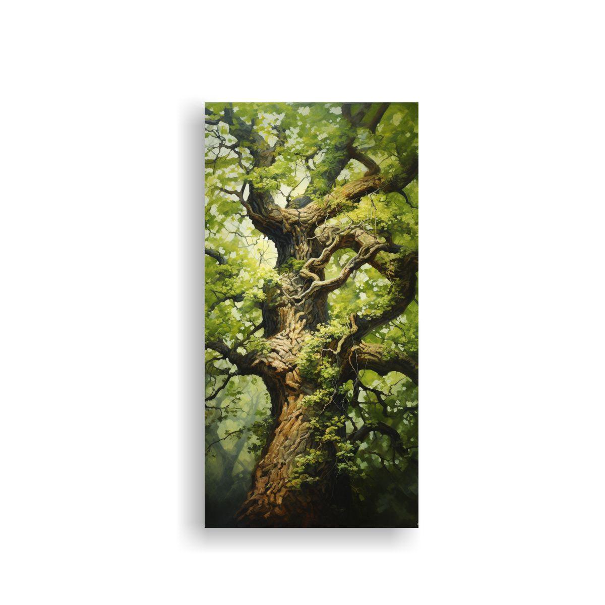 Lienzo Diseño Profundidad Árbol Roble Pintura 80x160cm-0