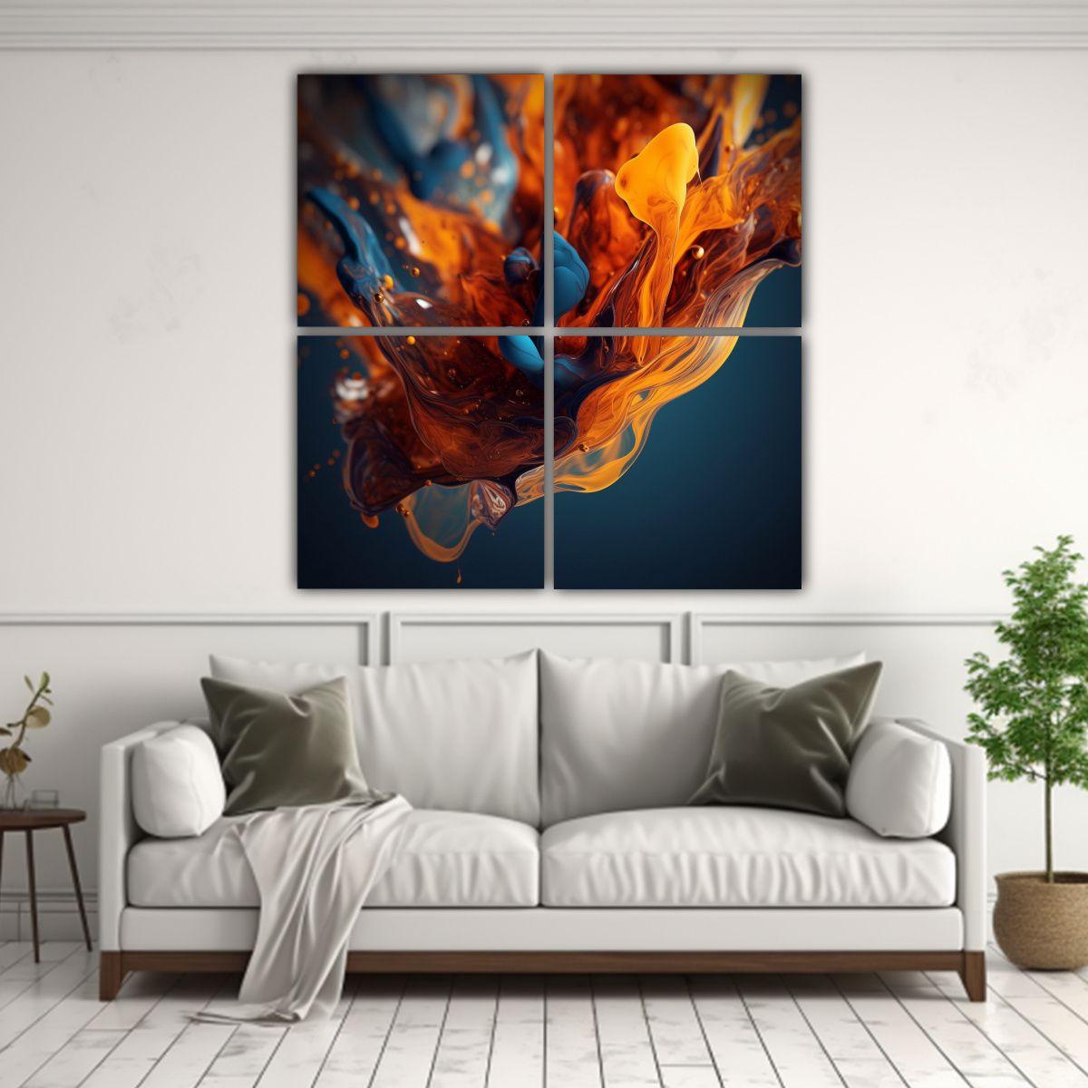 Cuadros Abstractos Intensos Con Texturas Y 120x120 Cm-2