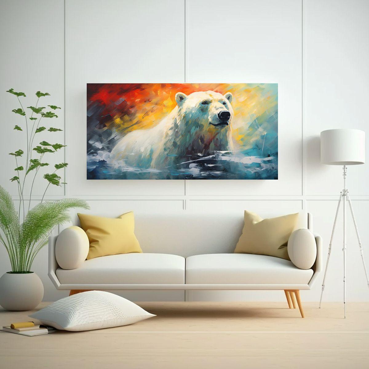 Pintura Al Estilo óleo Vintage De Oso Polar En Es 160x80cm-2