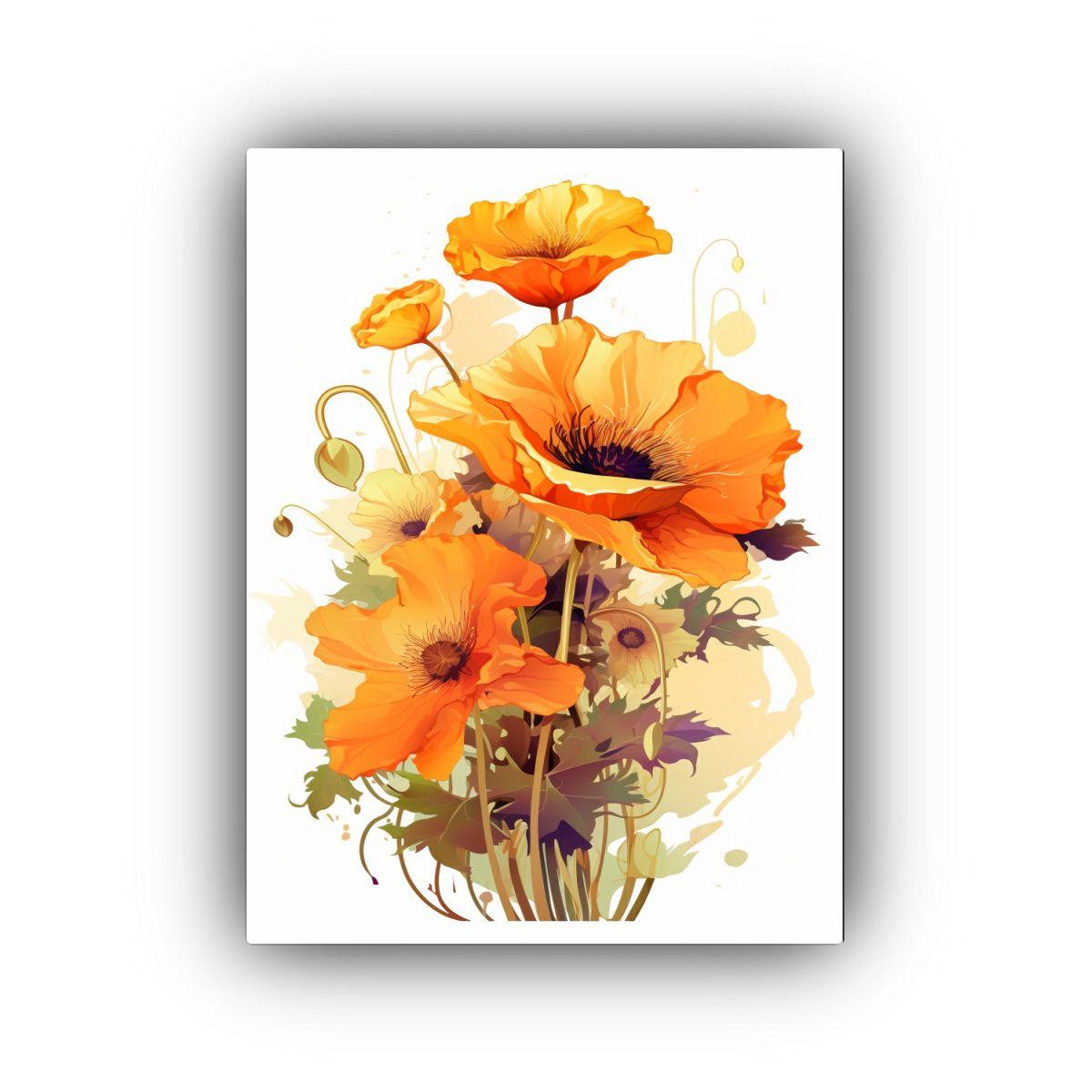 Cuadro Moderno Lienzo Colorido De Una Amapola 30x45cm-0