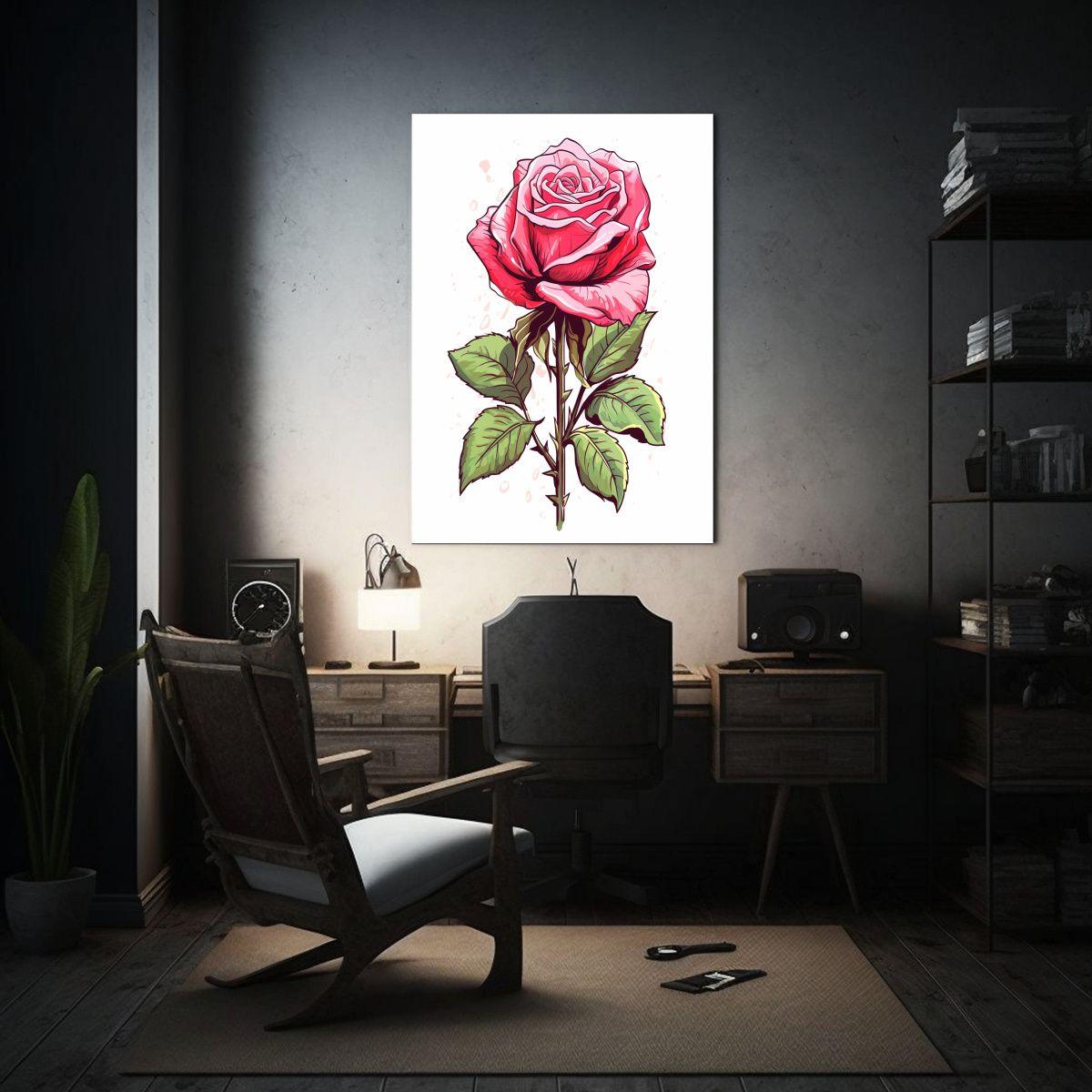 Cuadro De Tela En Bastidor Con Flores Dibujadas A 60x90cm-2